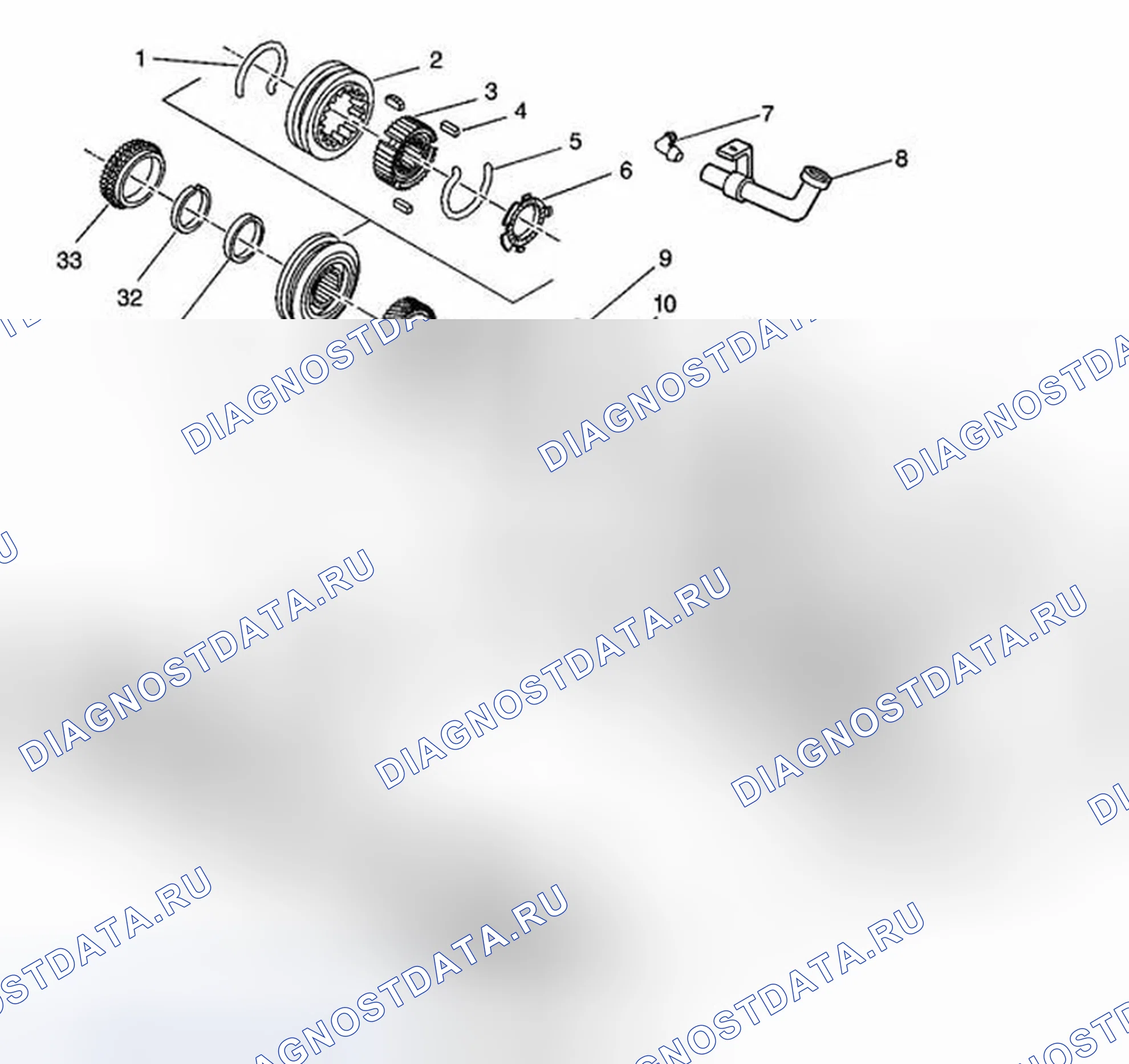 Рис. 1: Расположение компонентов трансмиссии (Y Car). Hyundai XG I рестайлинг
