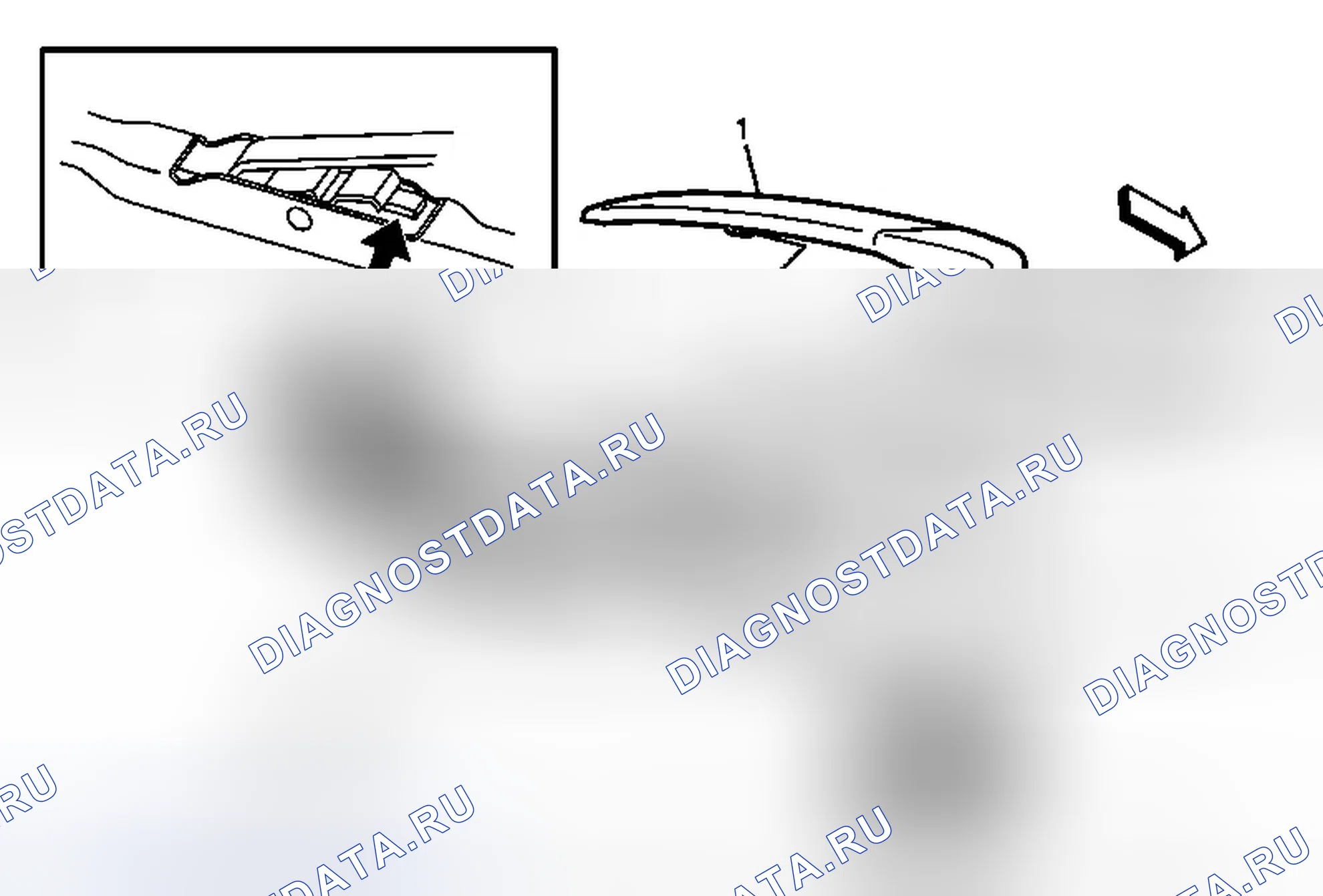Рис. 16: Замена щетки стеклоочистителя заднего окна. Cadillac SRX II