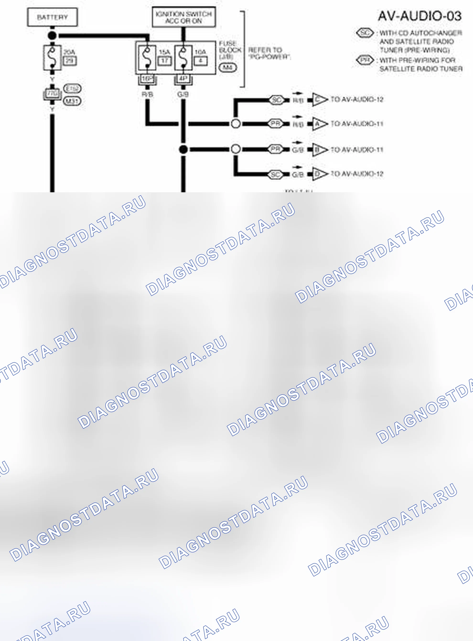 Рис. 15: электросхема - Av-AUDIO-03 (премиум система (KING CAB)). Nissan Frontier D40