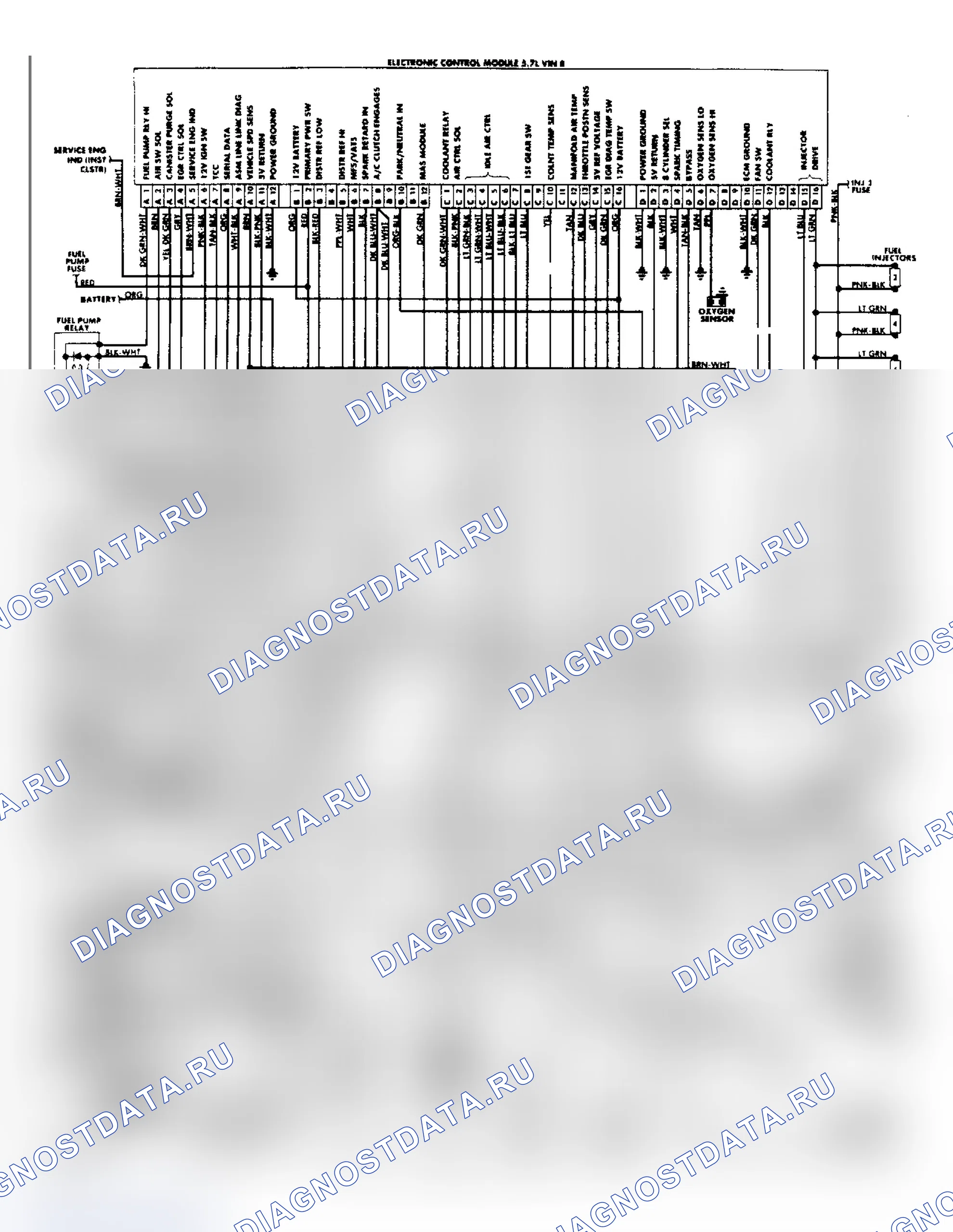Рис. 26: Схема подключения: система впрыска топлива Corvette 5.7L Port. Buick Electra VI