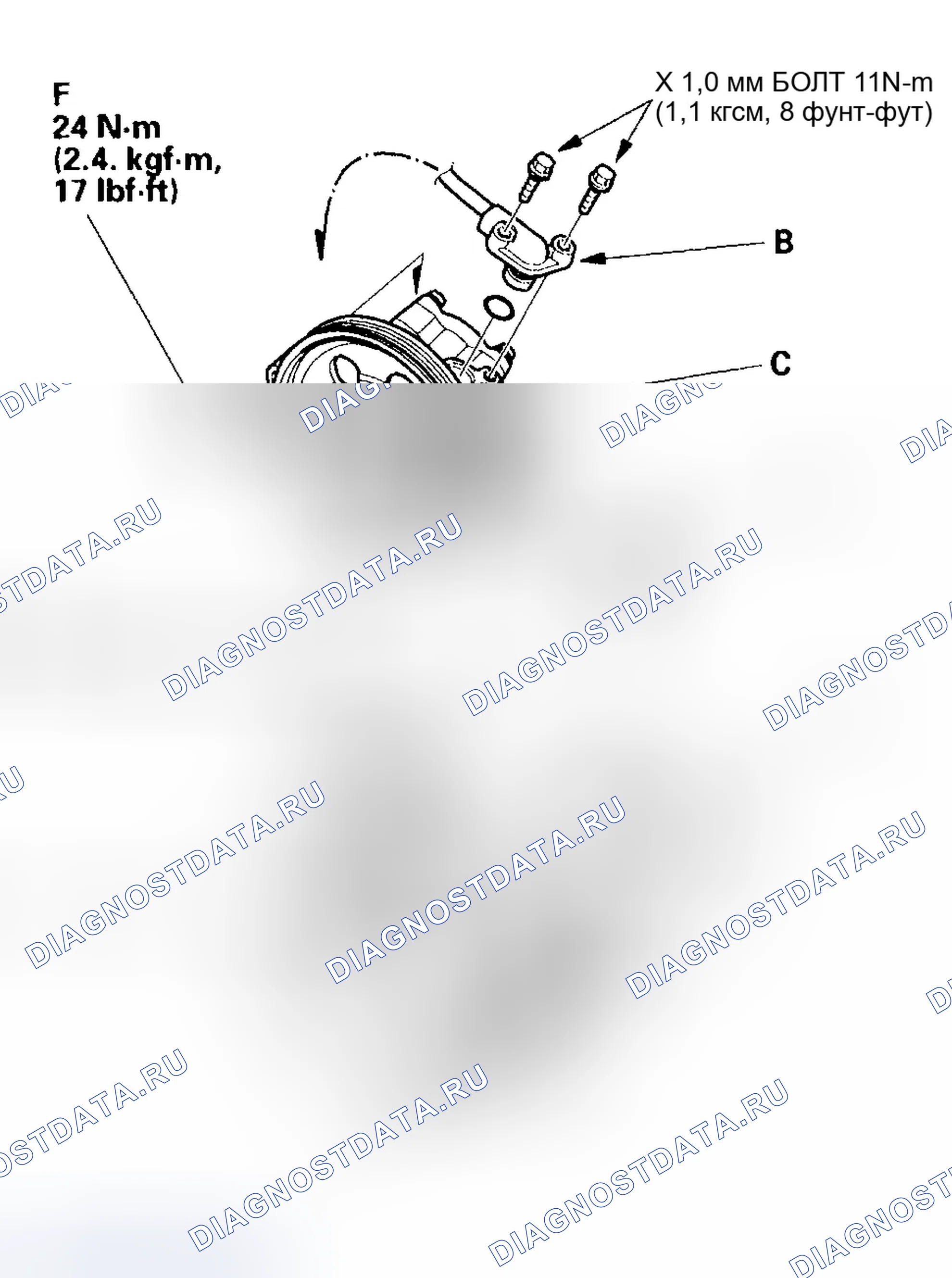 Рис. 12: Замена насоса. Honda Odyssey II