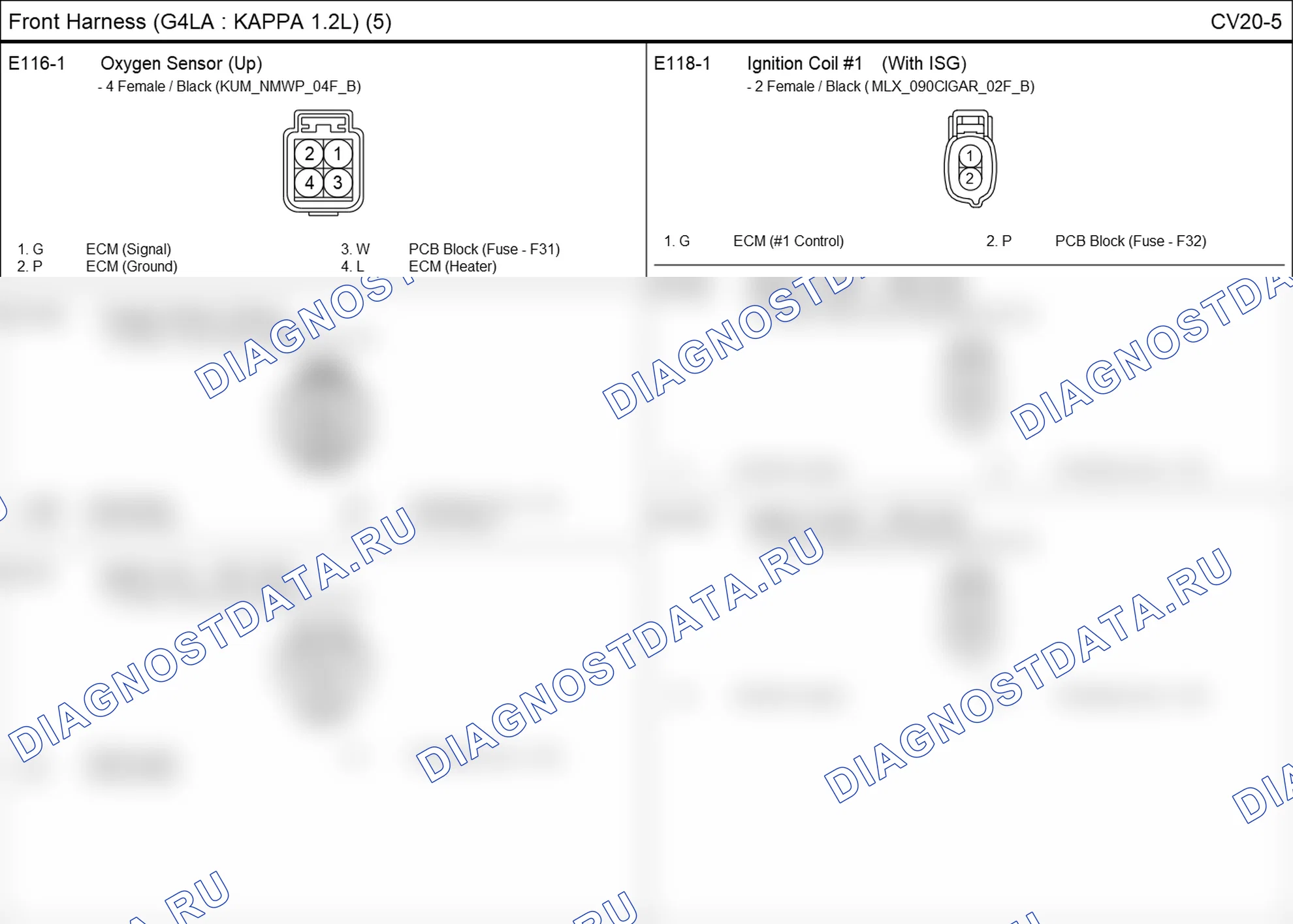 Распиновка разъёма E118-1 — front harness. Hyundai i20 GB