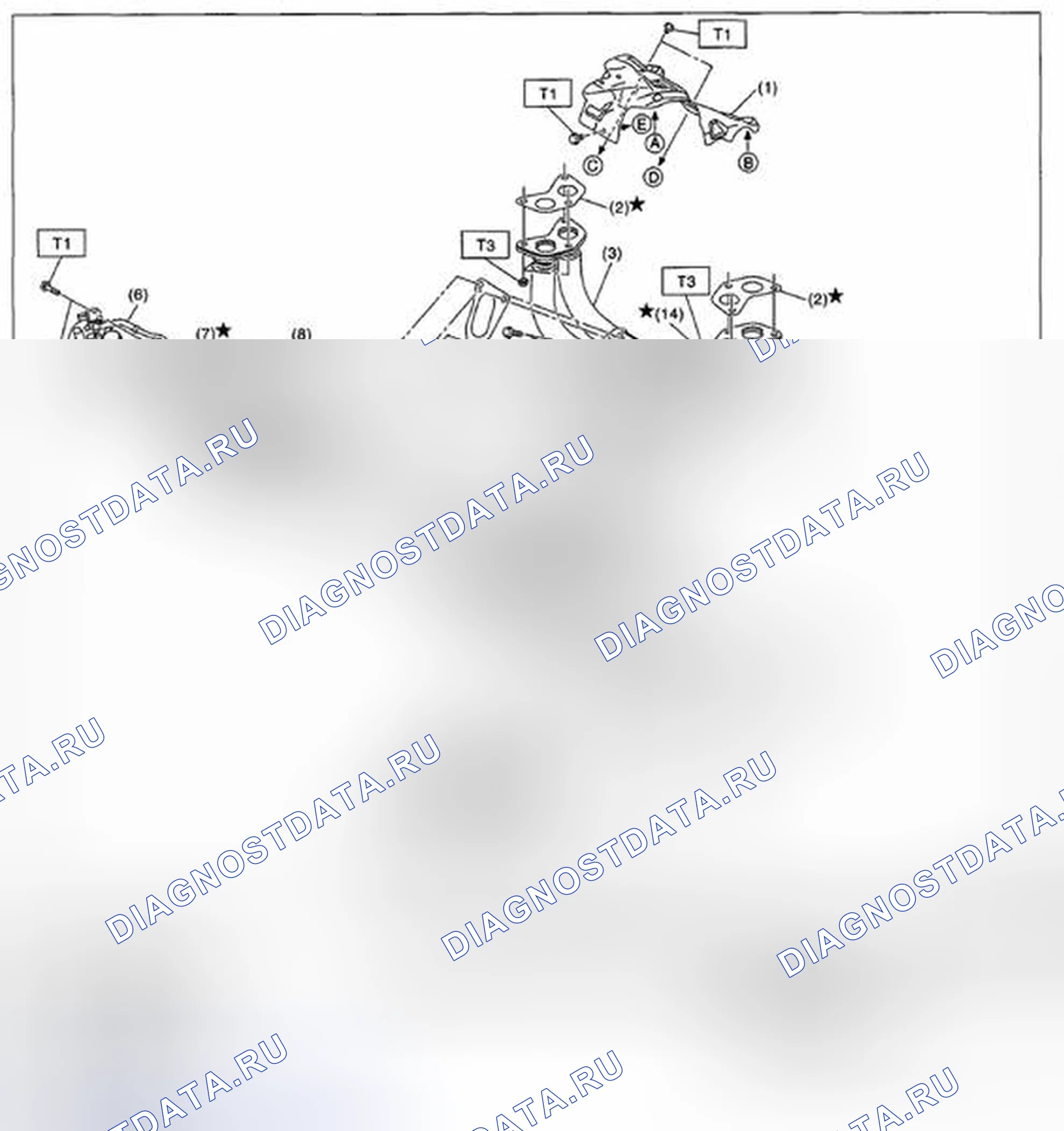 Рис. 12: ПЕРЕДНЯЯ ВЫХЛОПНАЯ ТРУБА. Subaru Legacy BM/BR