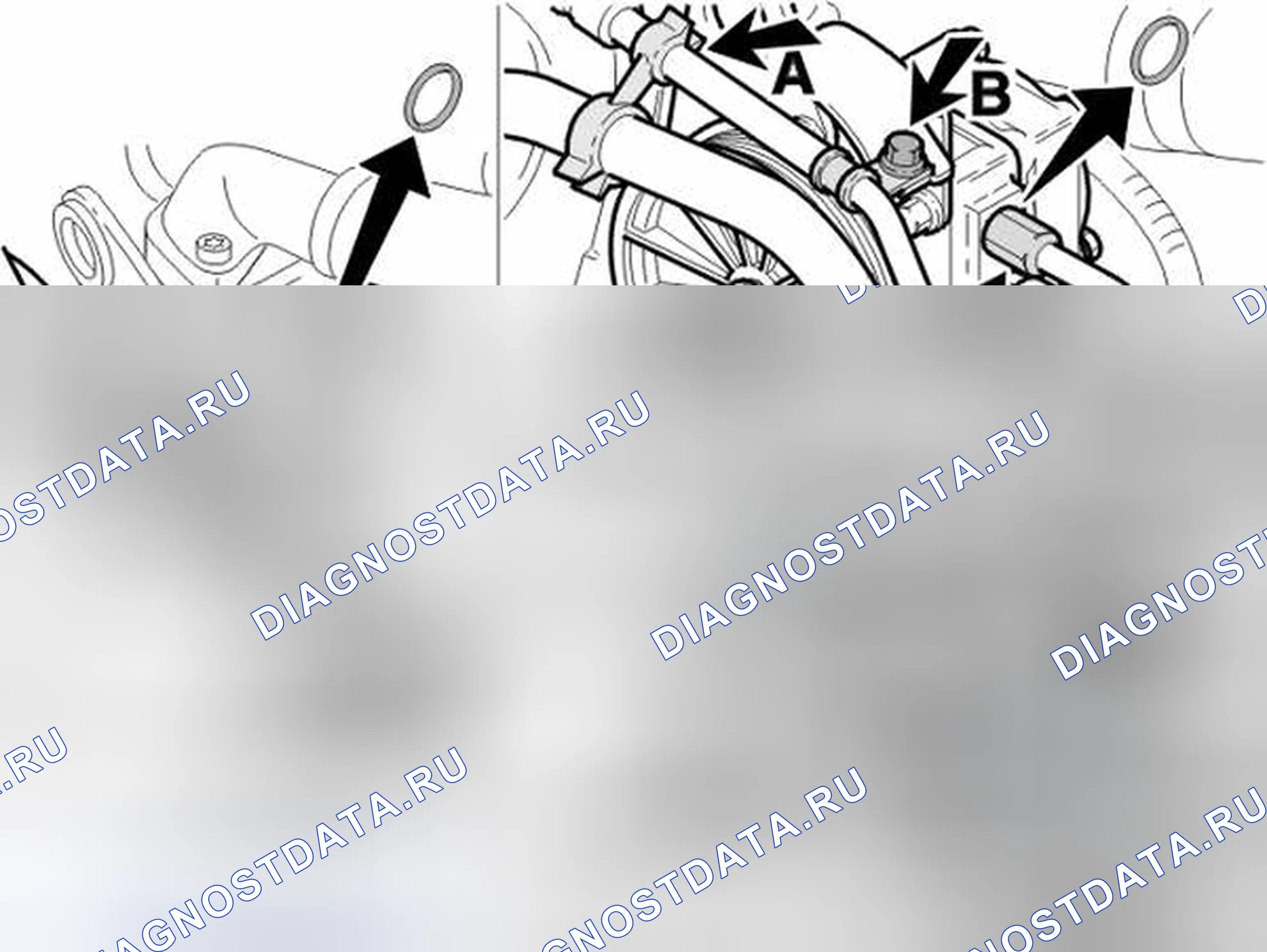 Рис. 27: Снятие нагнетательной линии с насоса усилителя рулевого управления (не относится к B4184SM / Sj). Volvo S40 I рестайлинг