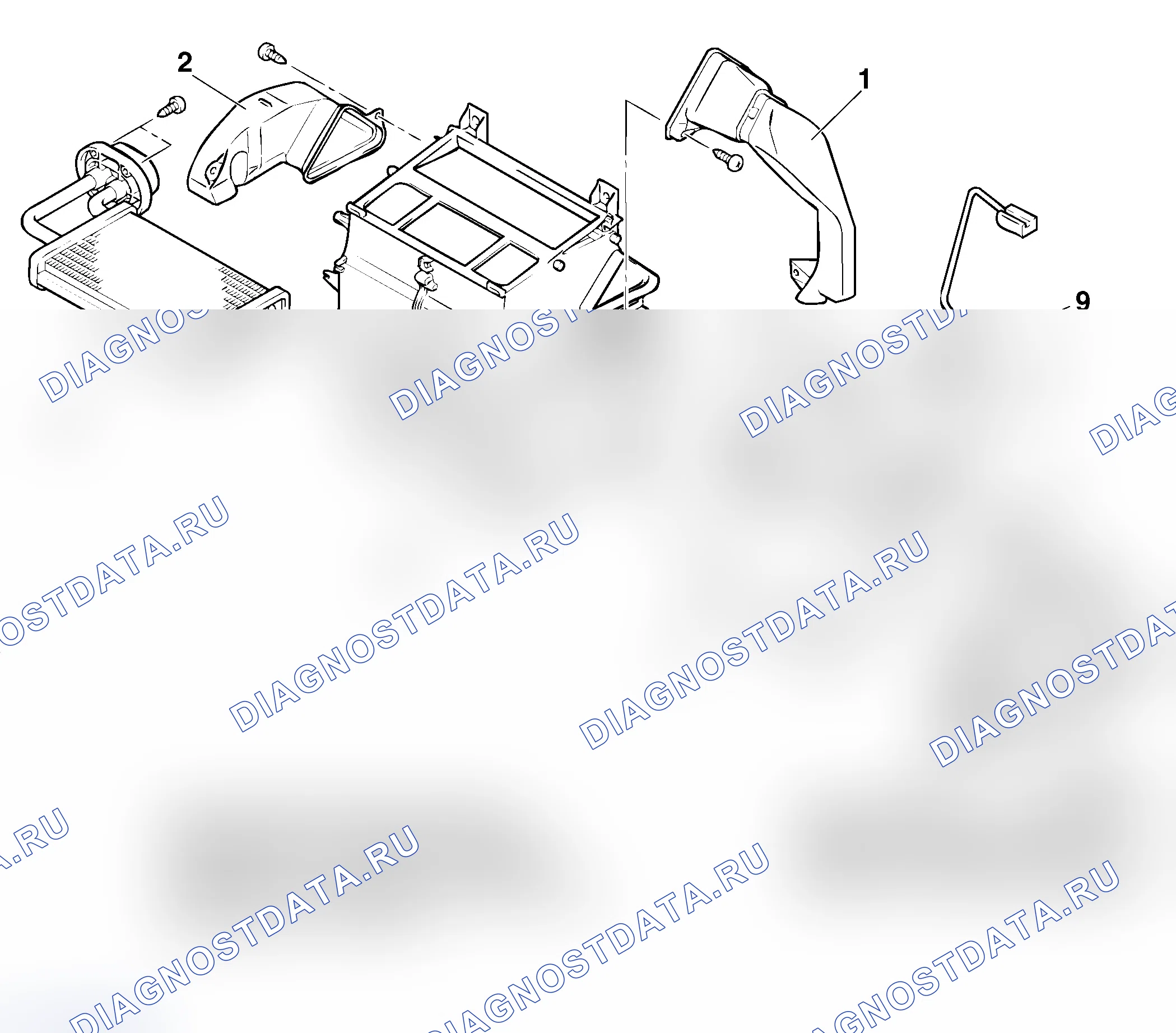 Рис. 200: РАЗБОРКА И СБОРКА БЛОКА НАГРЕВАТЕЛЯ. Mitsubishi Lancer Evolution IX