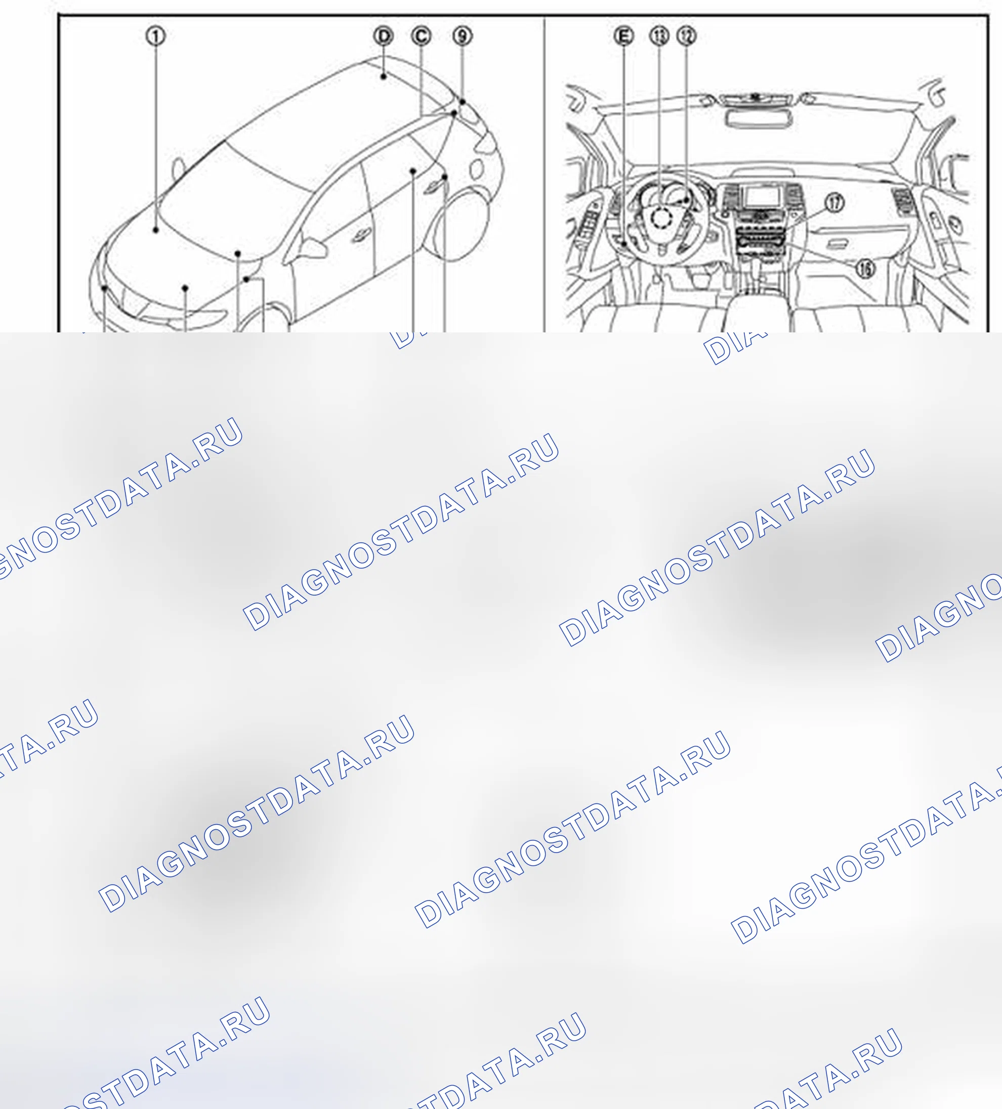 Рис. 23: Расположение компонентов. Nissan Murano Z51 рестайлинг 2