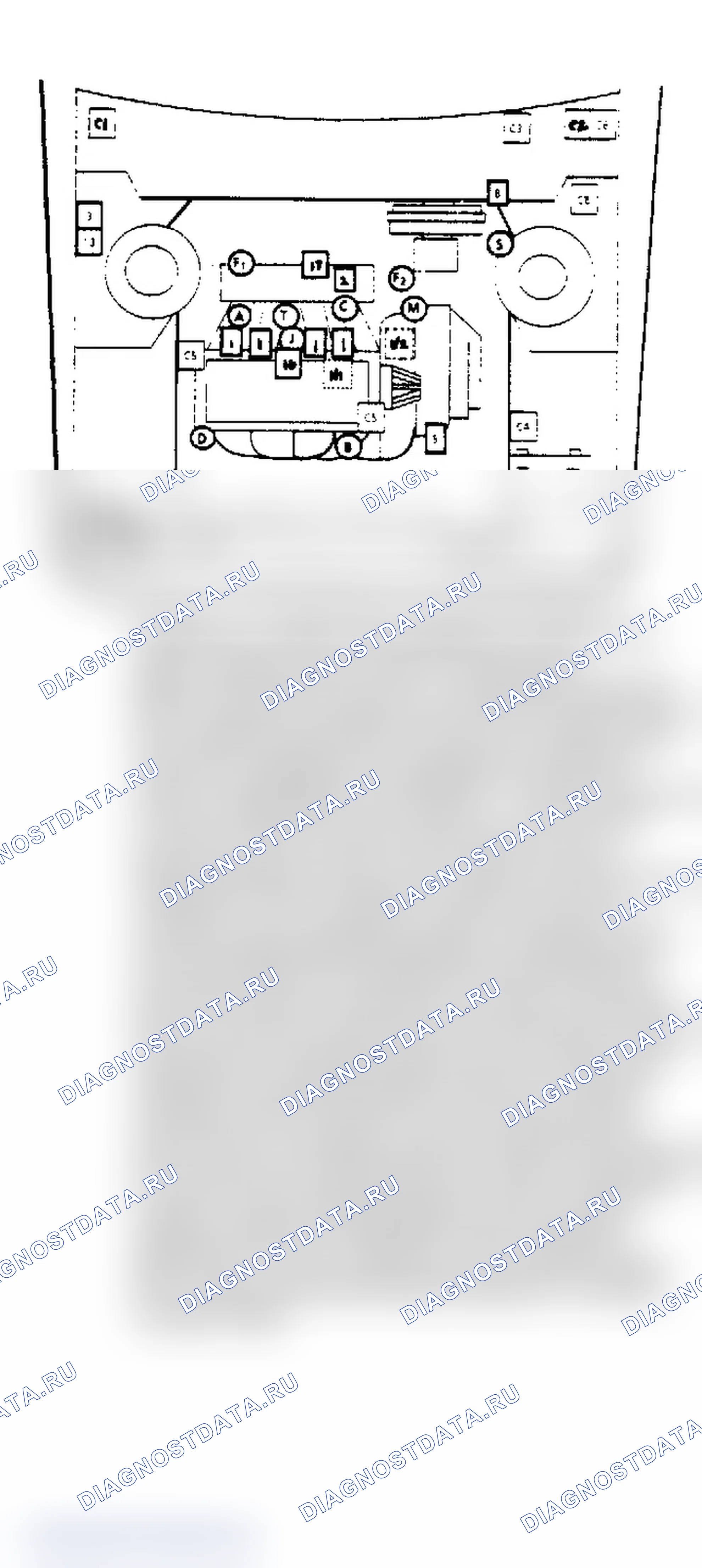 Рис. 2: Расположение компонентов (2 из 9). Chevrolet Cavalier II