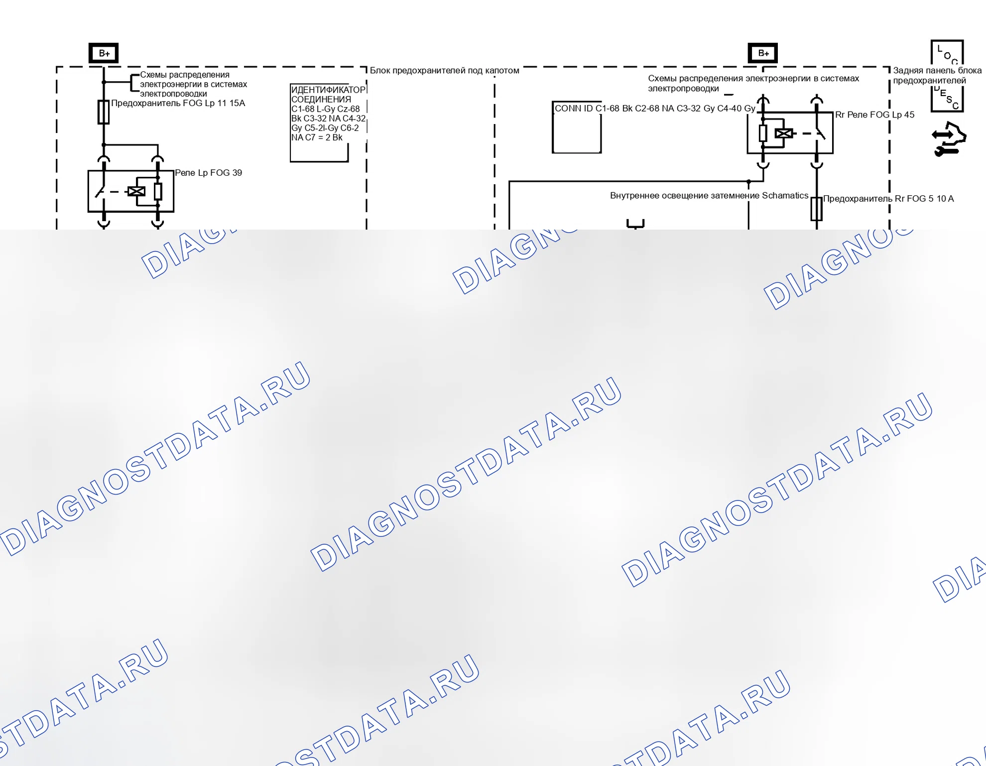 Рис. 3: Схема противотуманных фар. GMC Envoy II