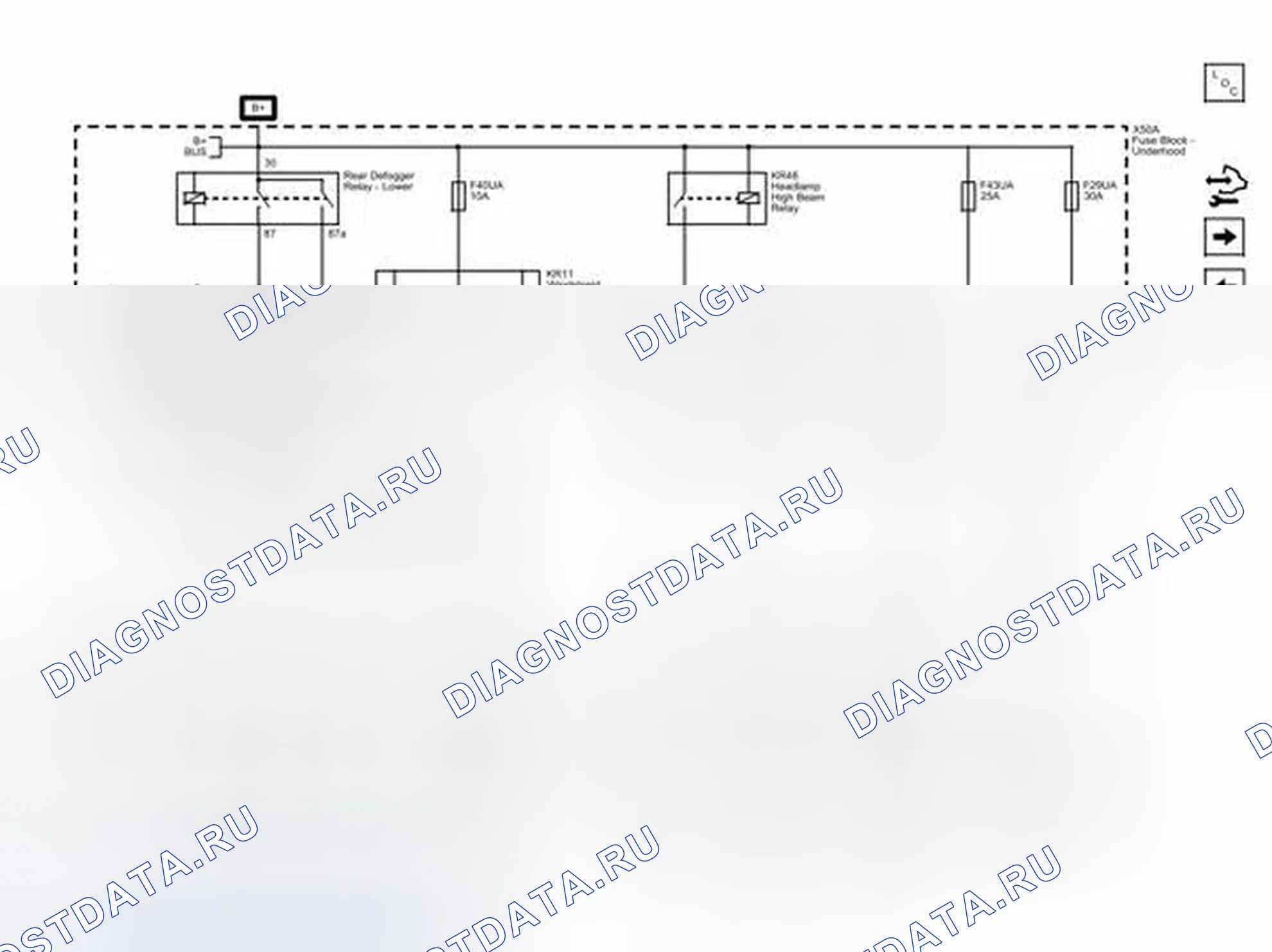 Рис. 177: Предохранители F6UA, F6UB, F9UA, F18UA F22UA, F29UA, F40UA, F41UA и F43UA. Cadillac ELR I
