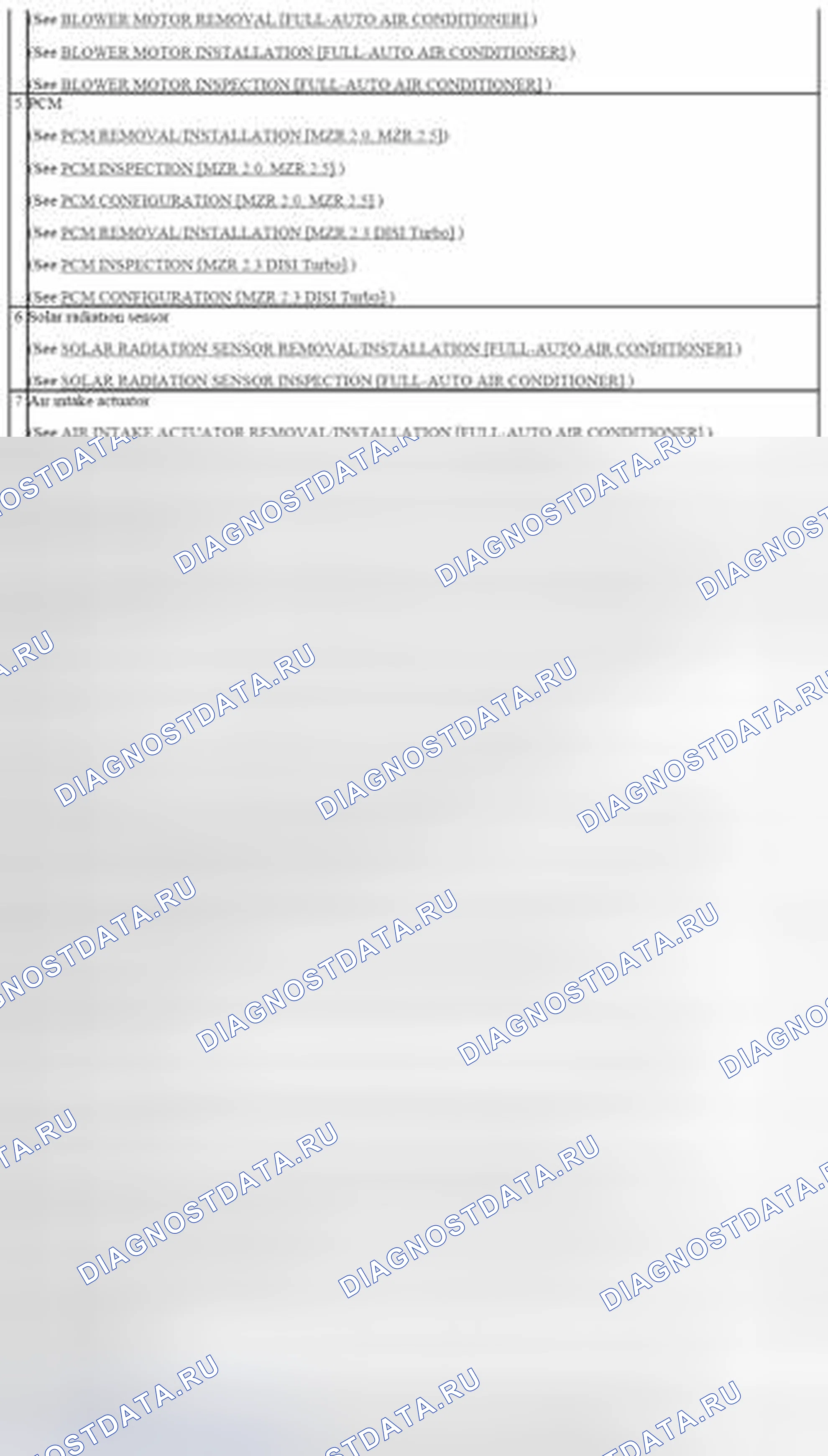 Рис. 2: Расположение компонентов системы управления ОВКВ (2 из 2). Mazda 3 BL рестайлинг