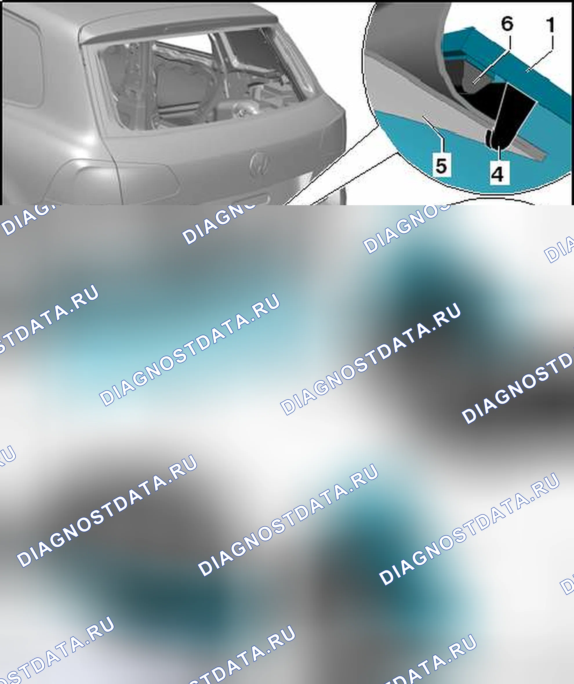 Рис. 6: ОБЗОР ЗАДНЕГО ОКНА В СБОРЕ. Volkswagen Touareg II