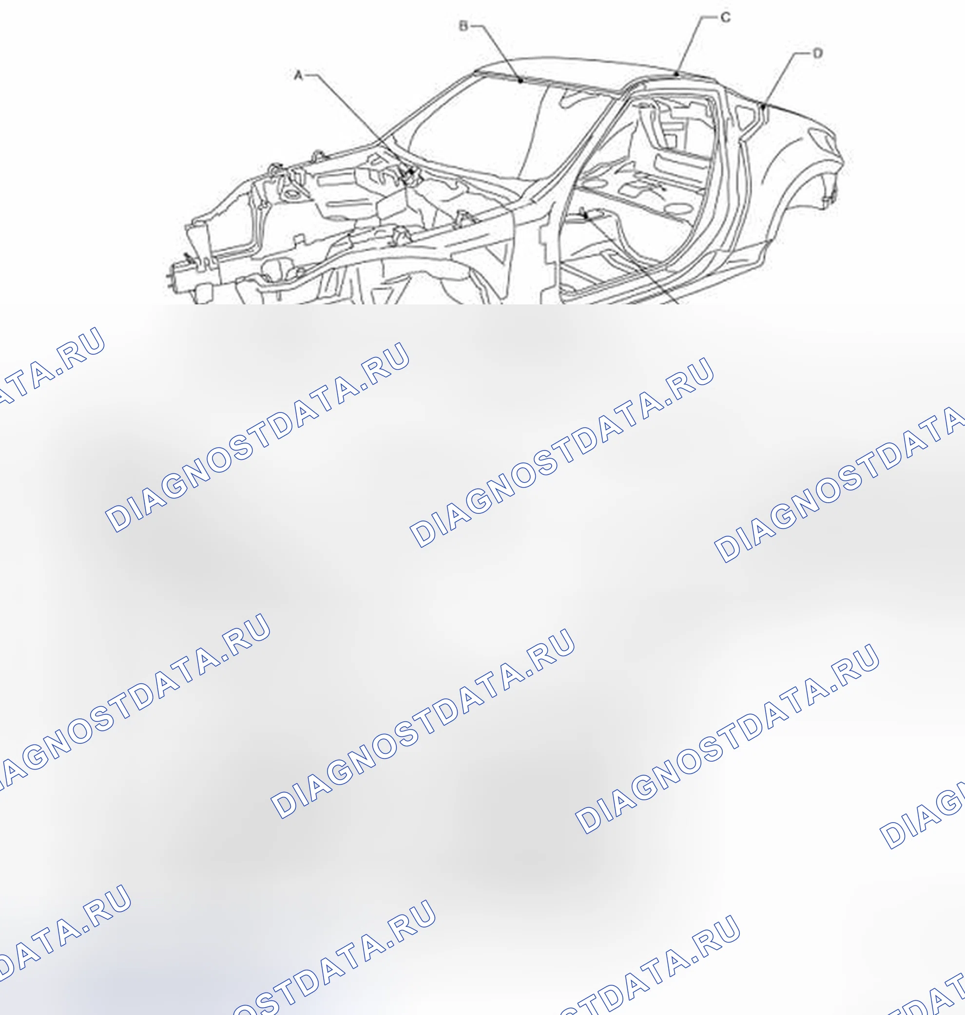 Рис. 67: Метки центра тела. Nissan 370Z I рестайлинг
