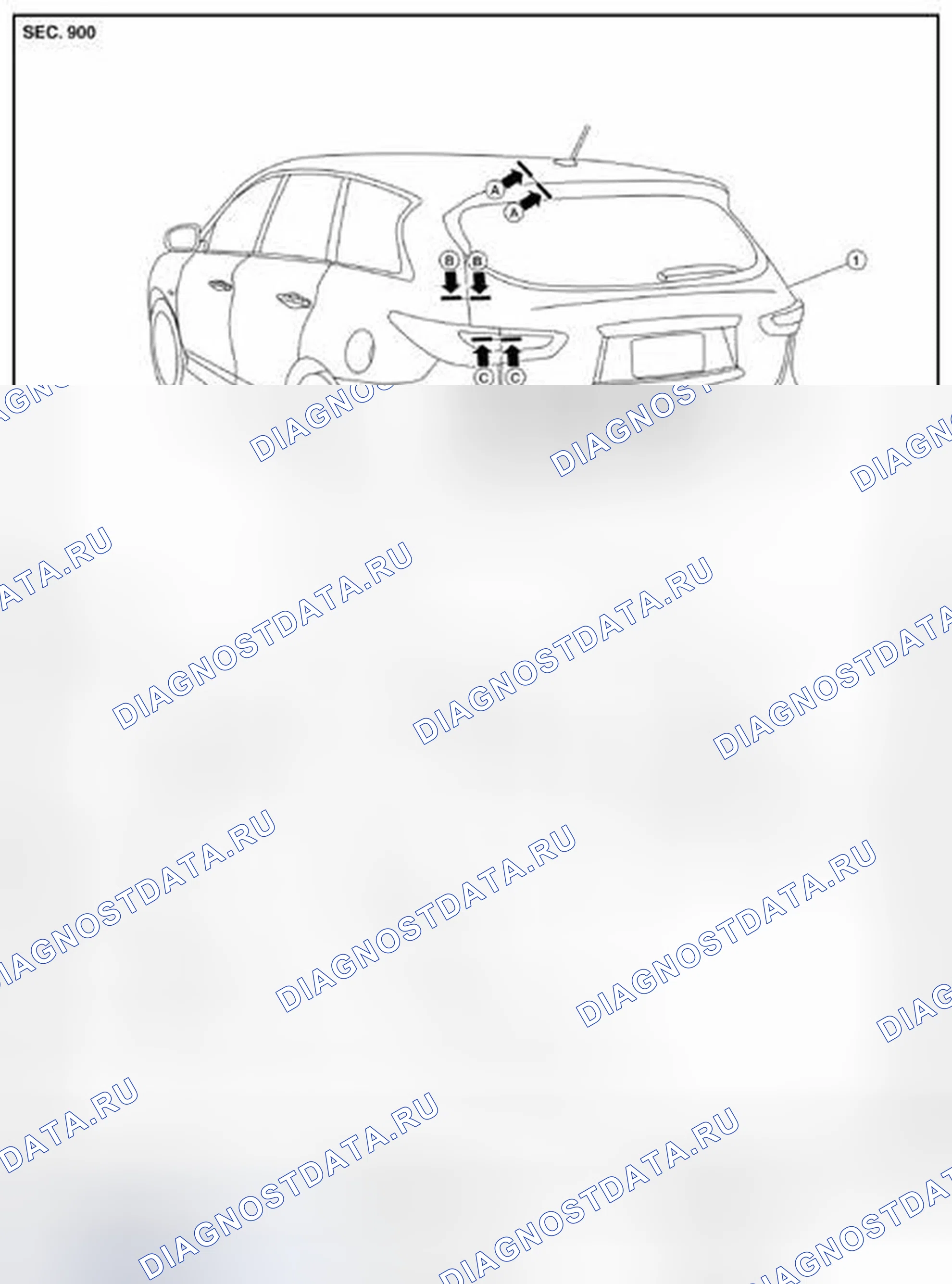 Рис. 50: ЗАДНЯЯ ДВЕРЬ В СБОРЕ: Регулировка. Infiniti QX60 I