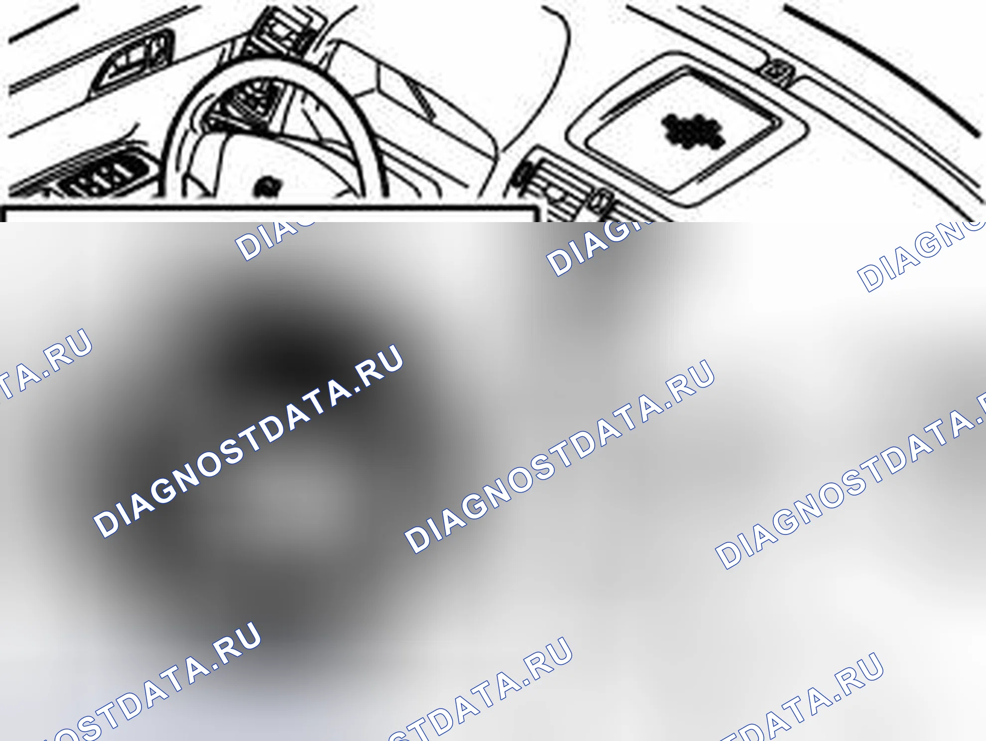 Рис. 149: ПРИБОРНАЯ ПАНЕЛЬ НА ПОДУШКЕ БЕЗОПАСНОСТИ ПЕРЕДНЕГО ПАССАЖИРА. Volvo XC90 I рестайлинг