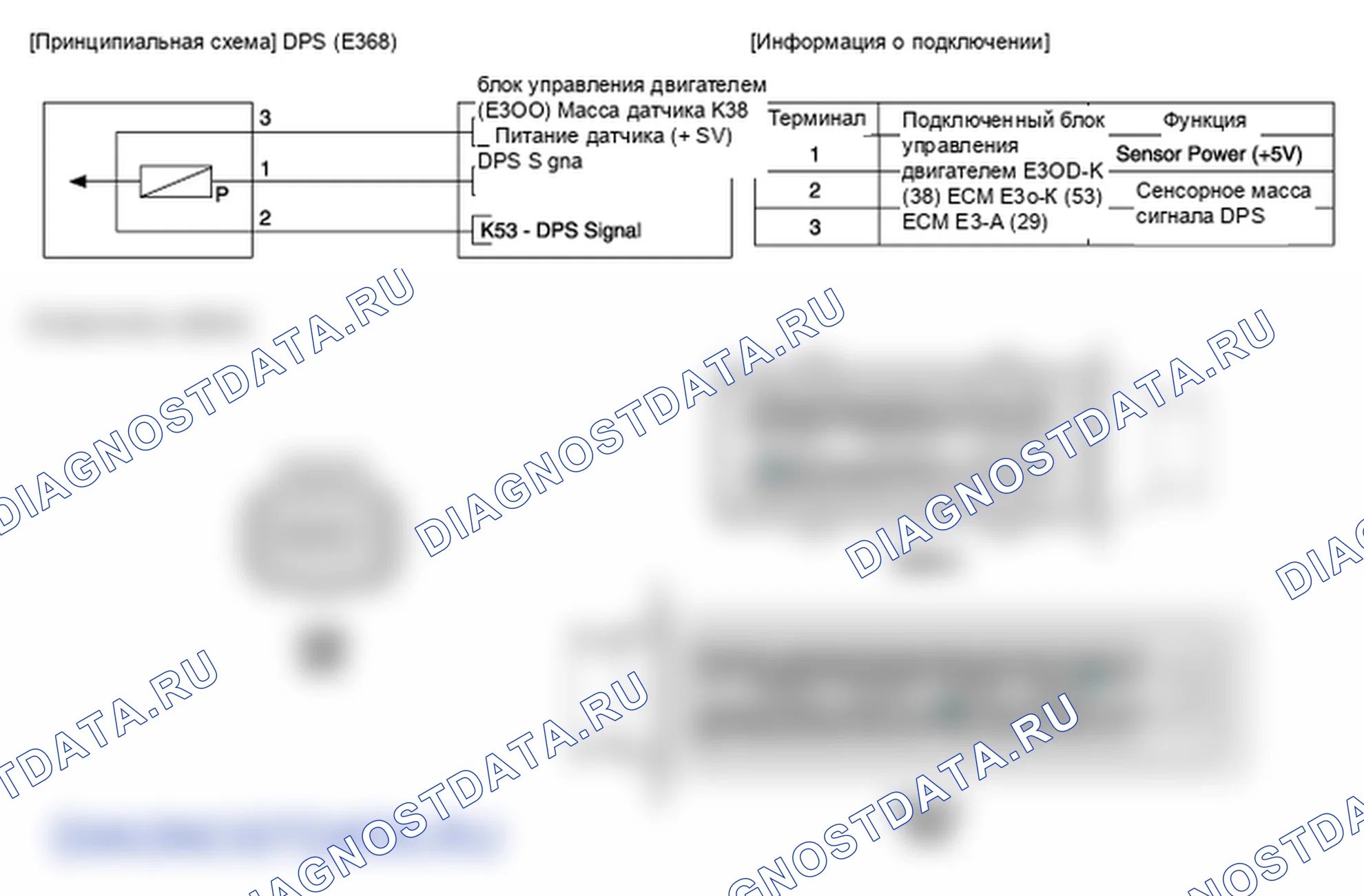Фрагмент электросхемы: Датчик дифференциального давления DPF. Hyundai i20 GB