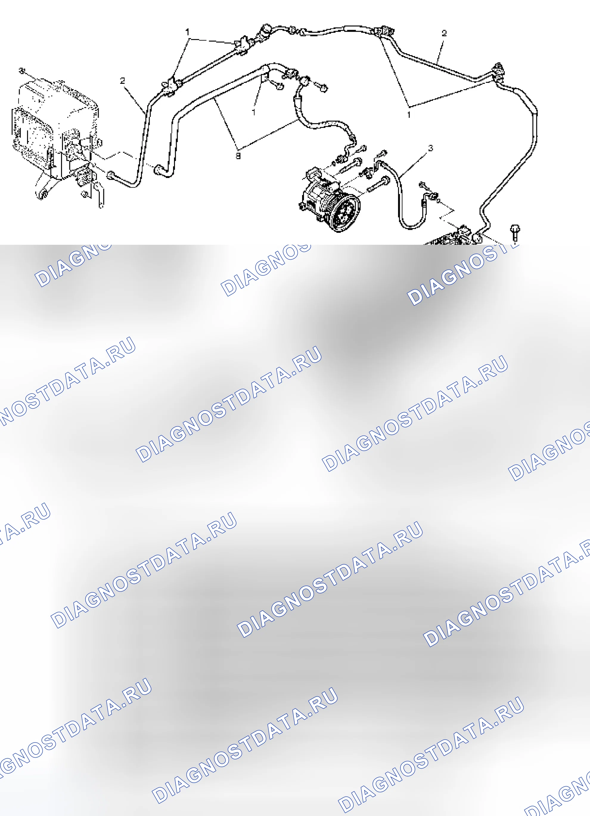 Рис. 76: ЛИНИЯ ХЛАДАГЕНТА И СВЯЗАННЫЕ С НЕЙ ДЕТАЛИ. Isuzu Axiom I