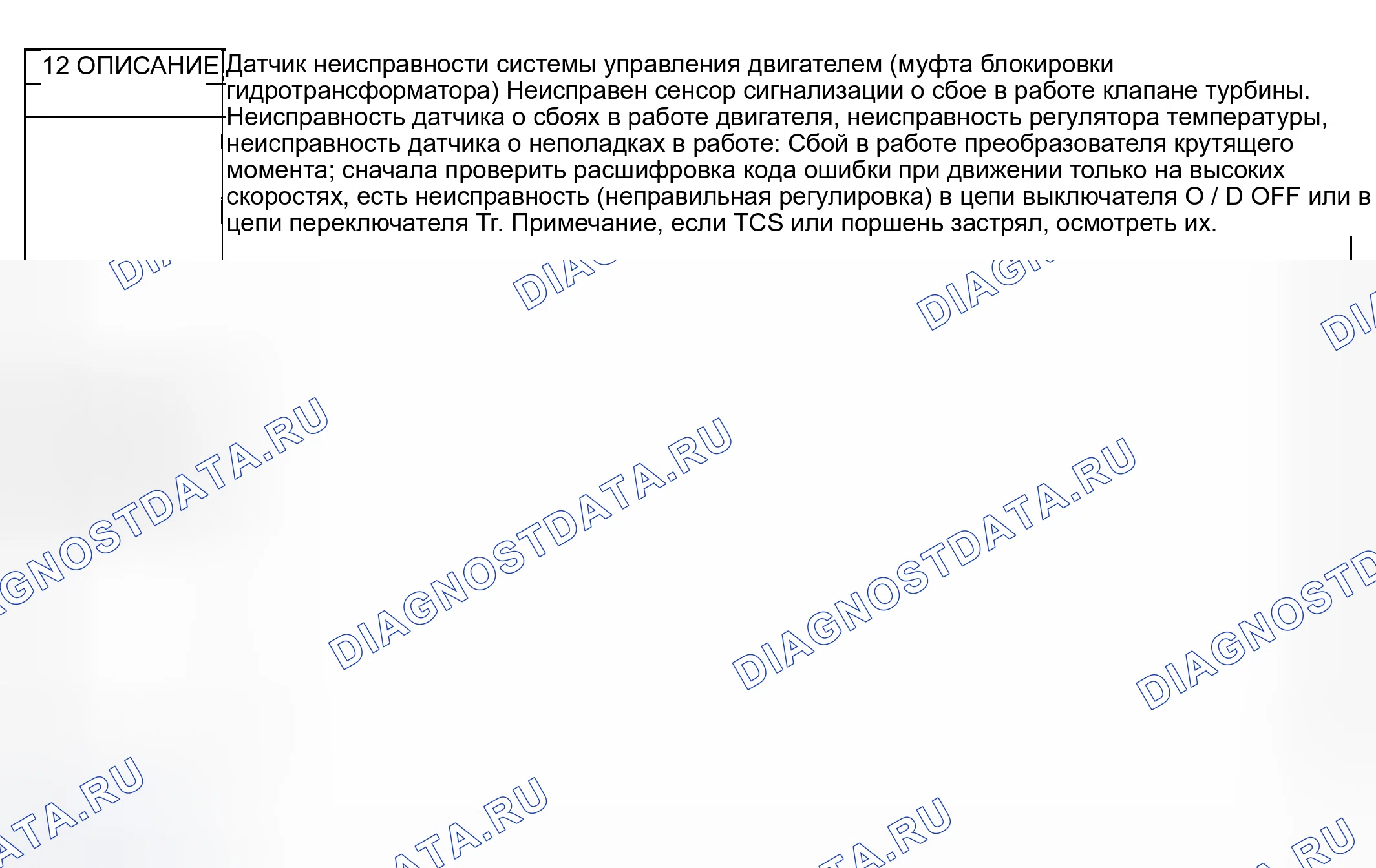Рис. 126: № 12: МУФТА ГИДРОТРАНСФОРМАТОРА (муфта блокировки гидротрансформатора) НЕ РАБОТАЕТ. Mazda MPV II рестайлинг