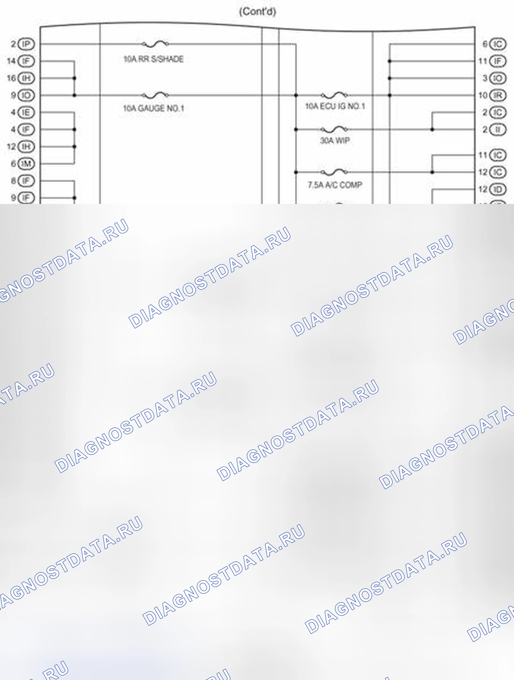 Рис. 109: Схема внутренней цепи J / B приборной панели (2 из 3). Toyota Avalon XX30 рестайлинг
