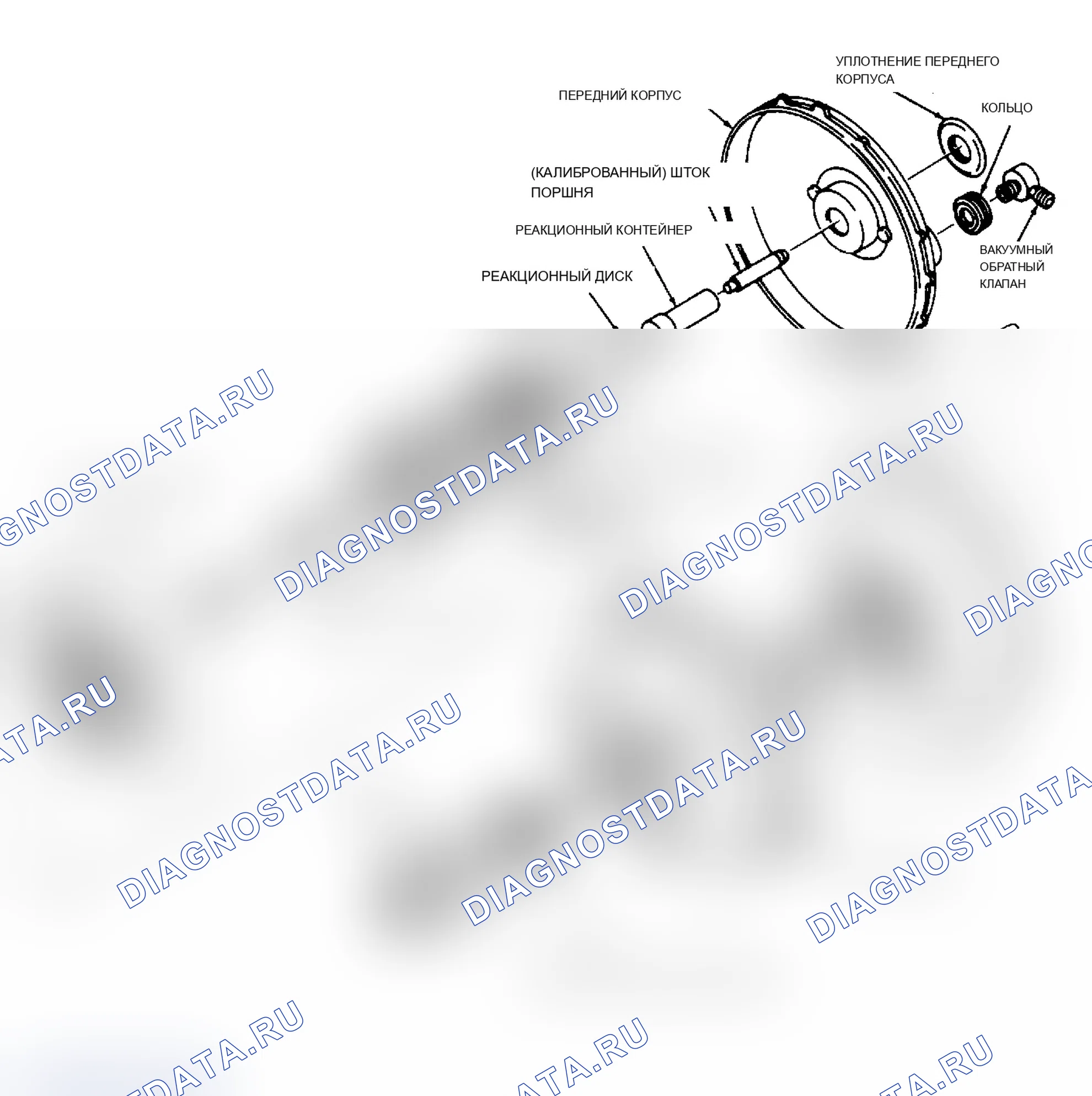 Рис. 14: Разнесенный вид типового бустерного 1-Diaphragm Delco-Moraine. Chevrolet Celebrity I