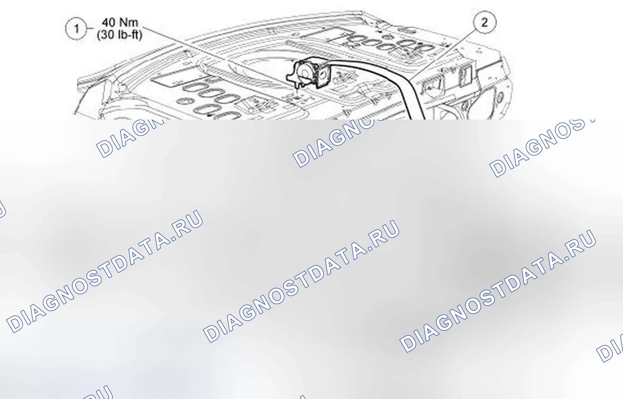 Рис. 1: Втягивающее устройство ремня безопасности - сзади, по центру. Ford Taurus VI