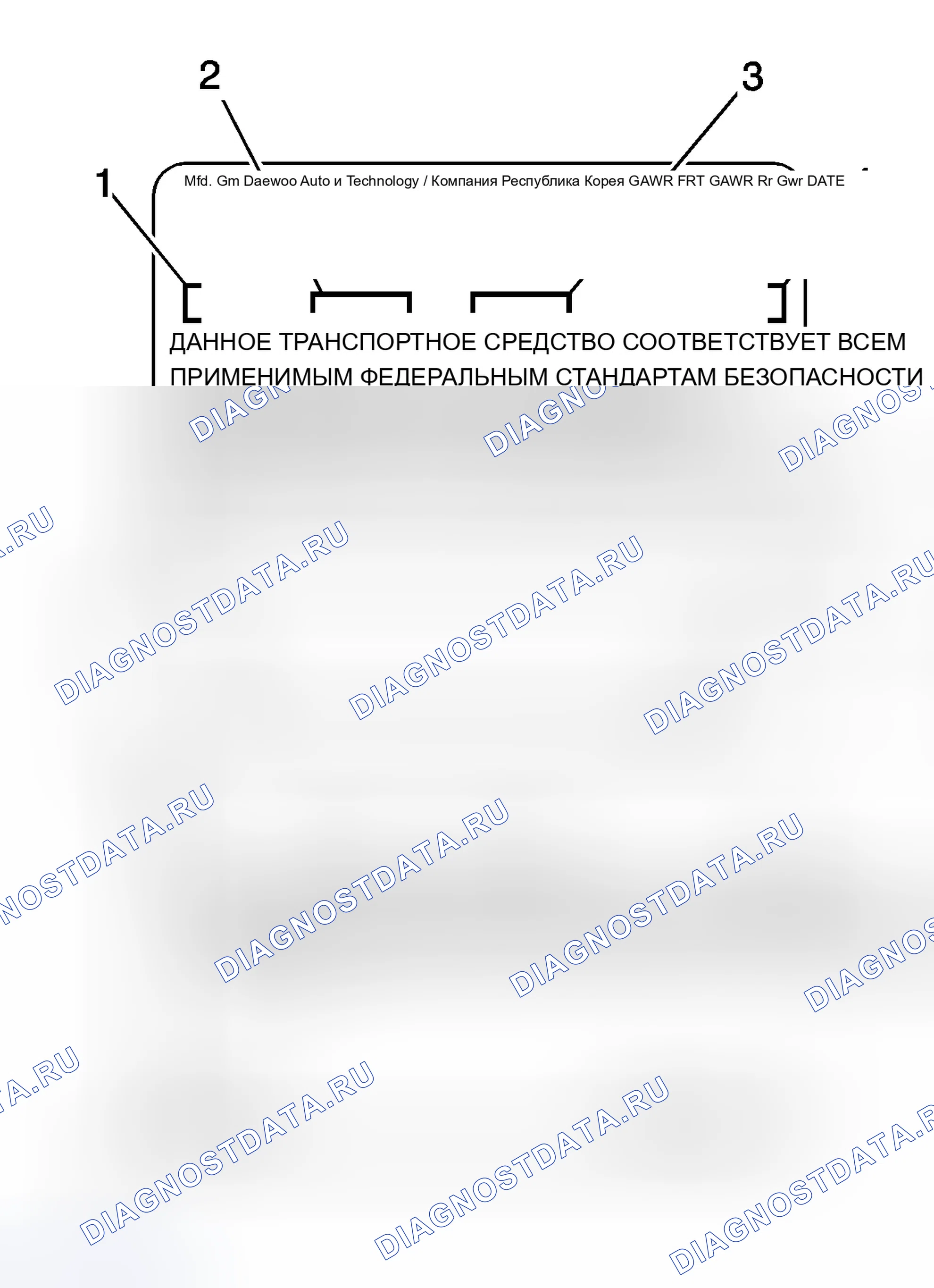 Рис. 9: Знак сертификации транспортного средства. Chevrolet Aveo I рестайлинг
