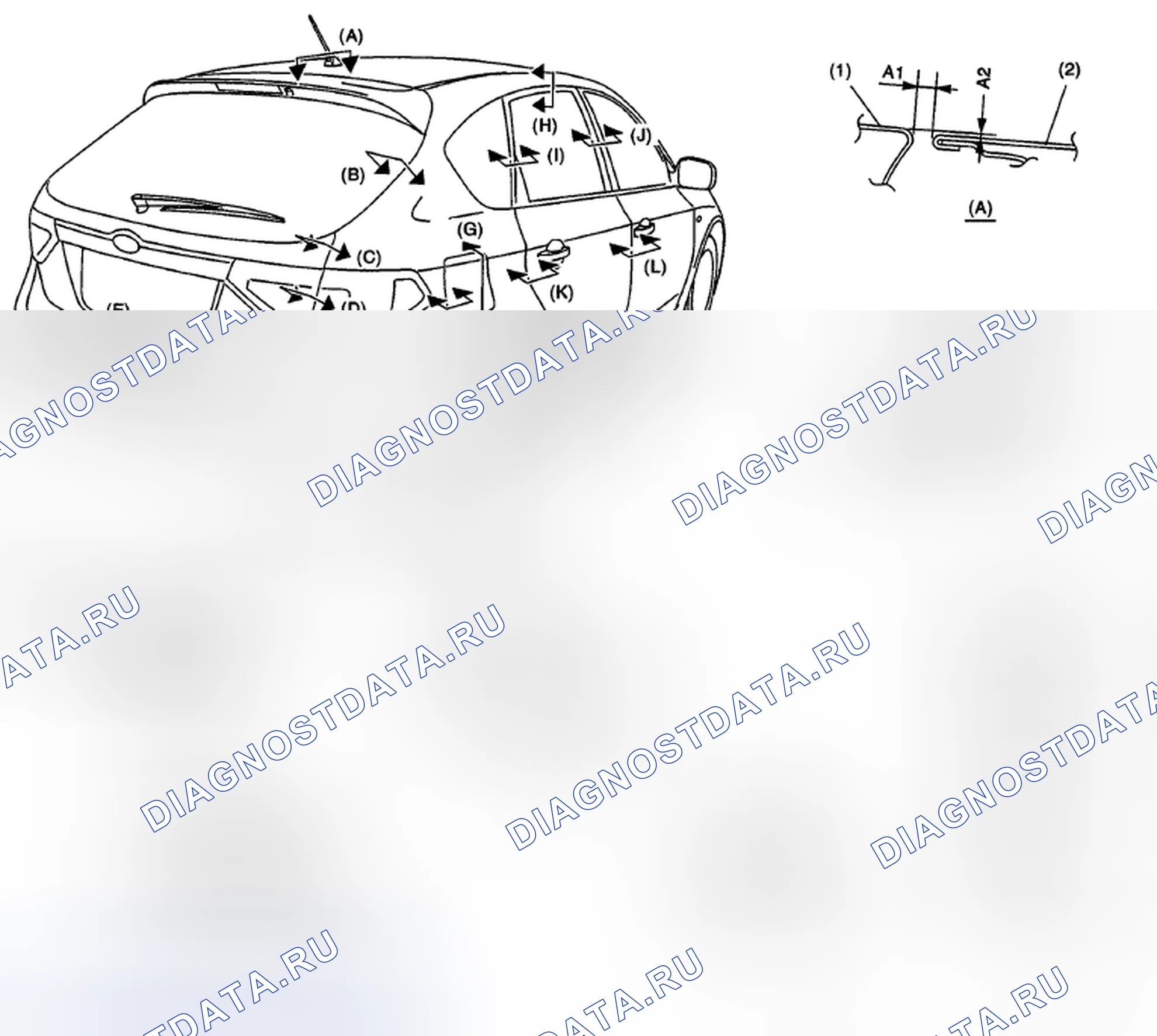 Рис. 73: ЗАДНЯЯ ЧАСТЬ (МОДЕЛЬ С 5 ДВЕРЯМИ). Subaru Impreza GH