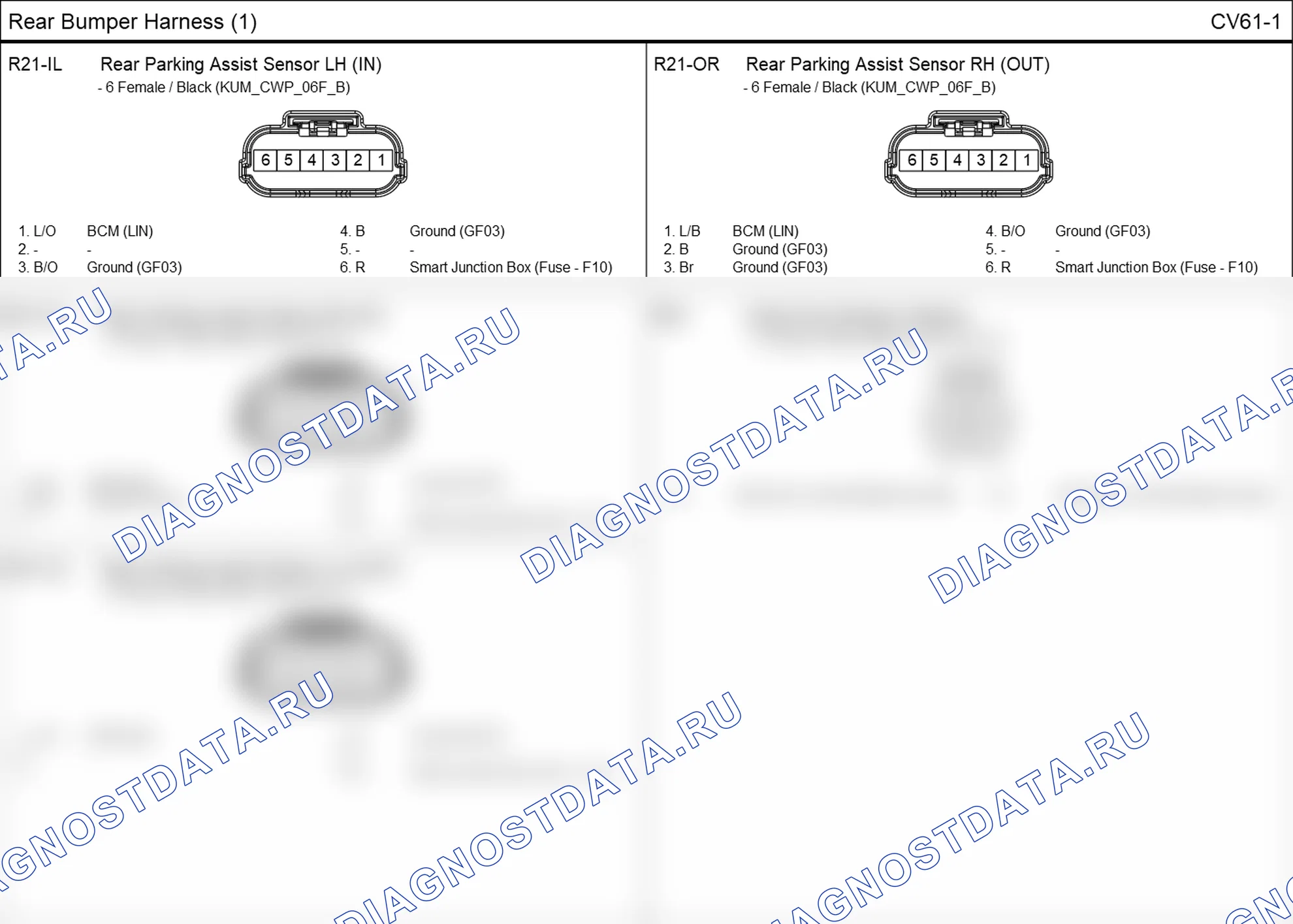 Распиновка разъёма R23 — rear bumper harness. Hyundai Elantra V рестайлинг