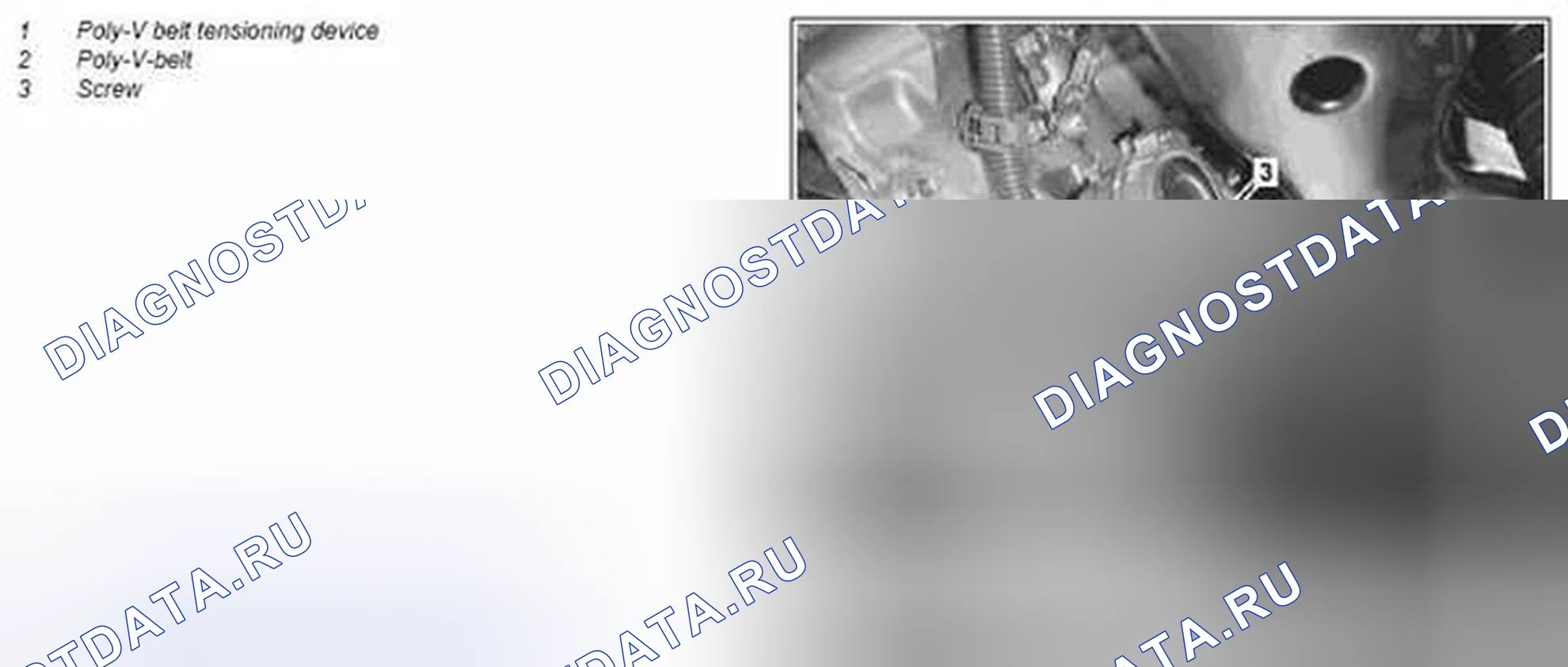 Рис. 35: Демонтаж / монтаж устройства натяжения клинового ремня - AR13.25-P-3200MCU. Kia Soul I