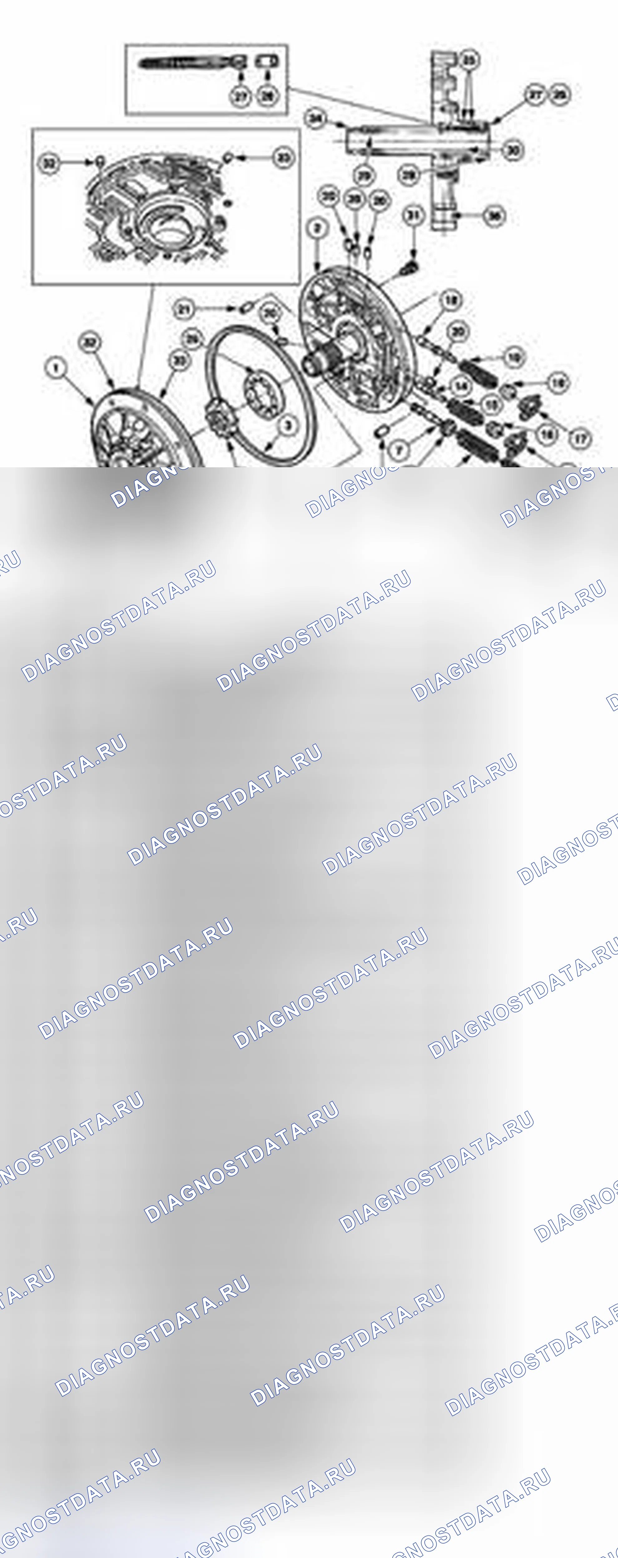 Рис. 478: Насос в сборе, вид в разобранном виде. Hyundai Lantra I