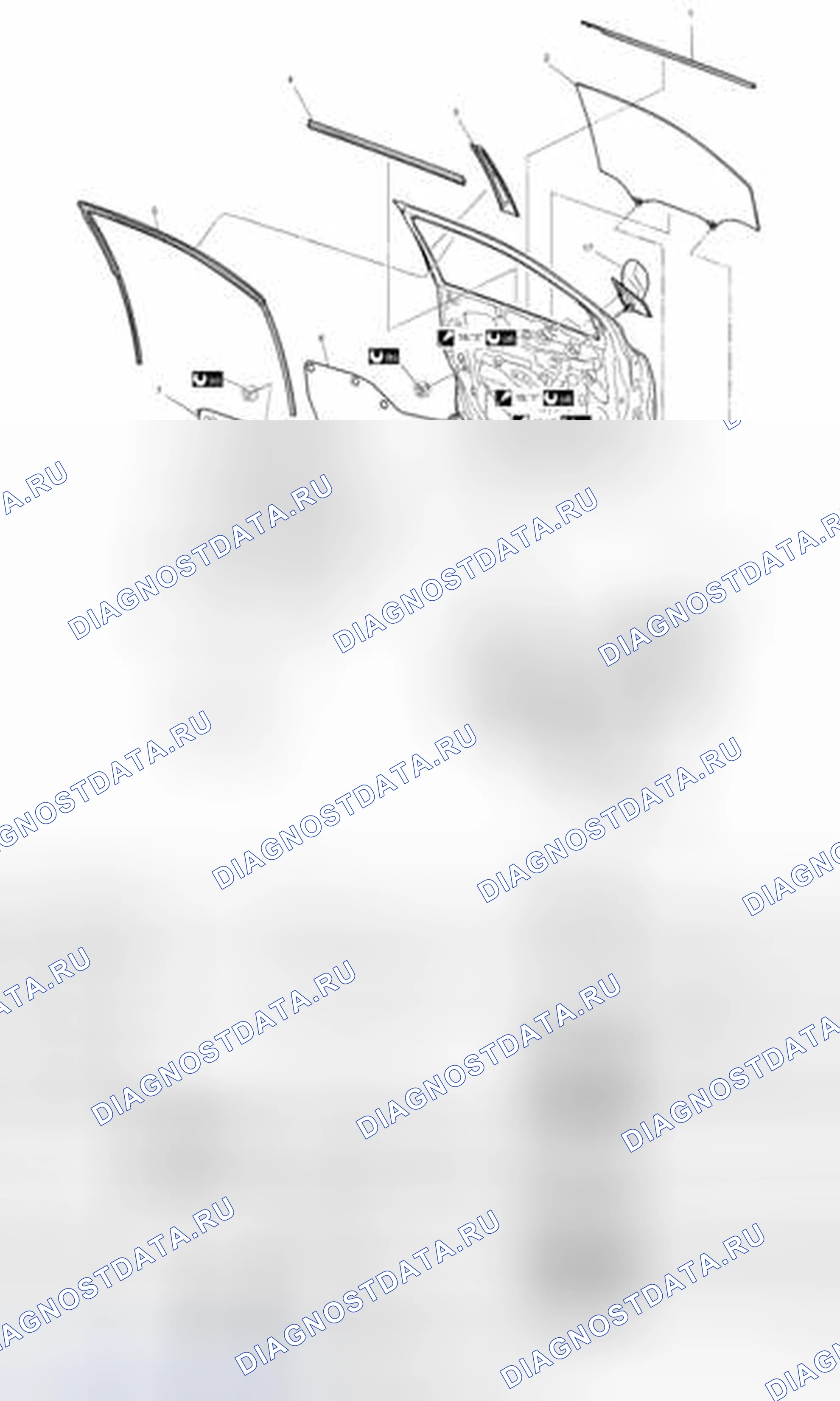 Рис. 56: Компоненты передней двери. Suzuki Kizashi I