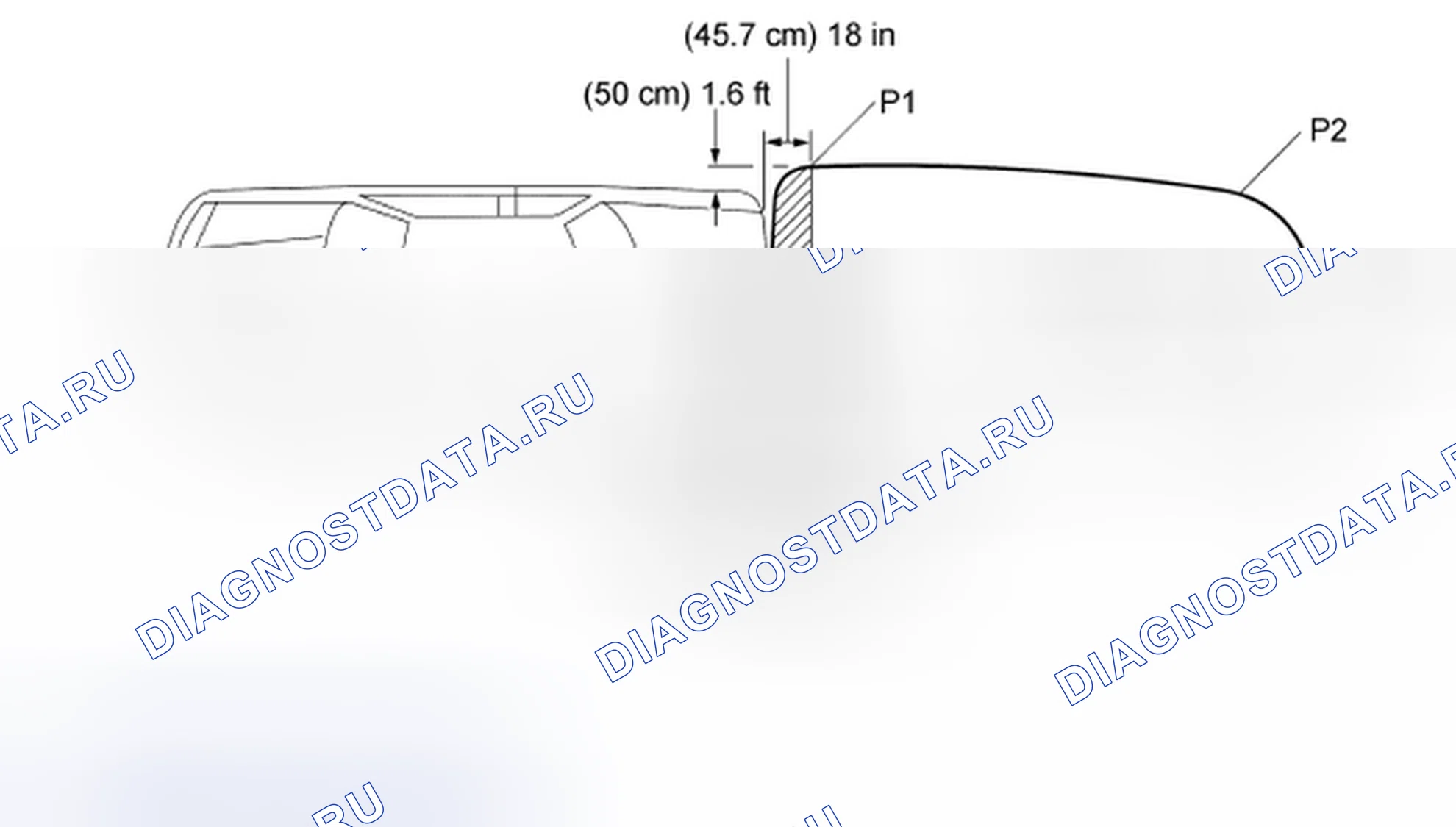 Рис. 19: Определение местоположения максимально обнаруживаемого объекта. Mazda 2 I рестайлинг