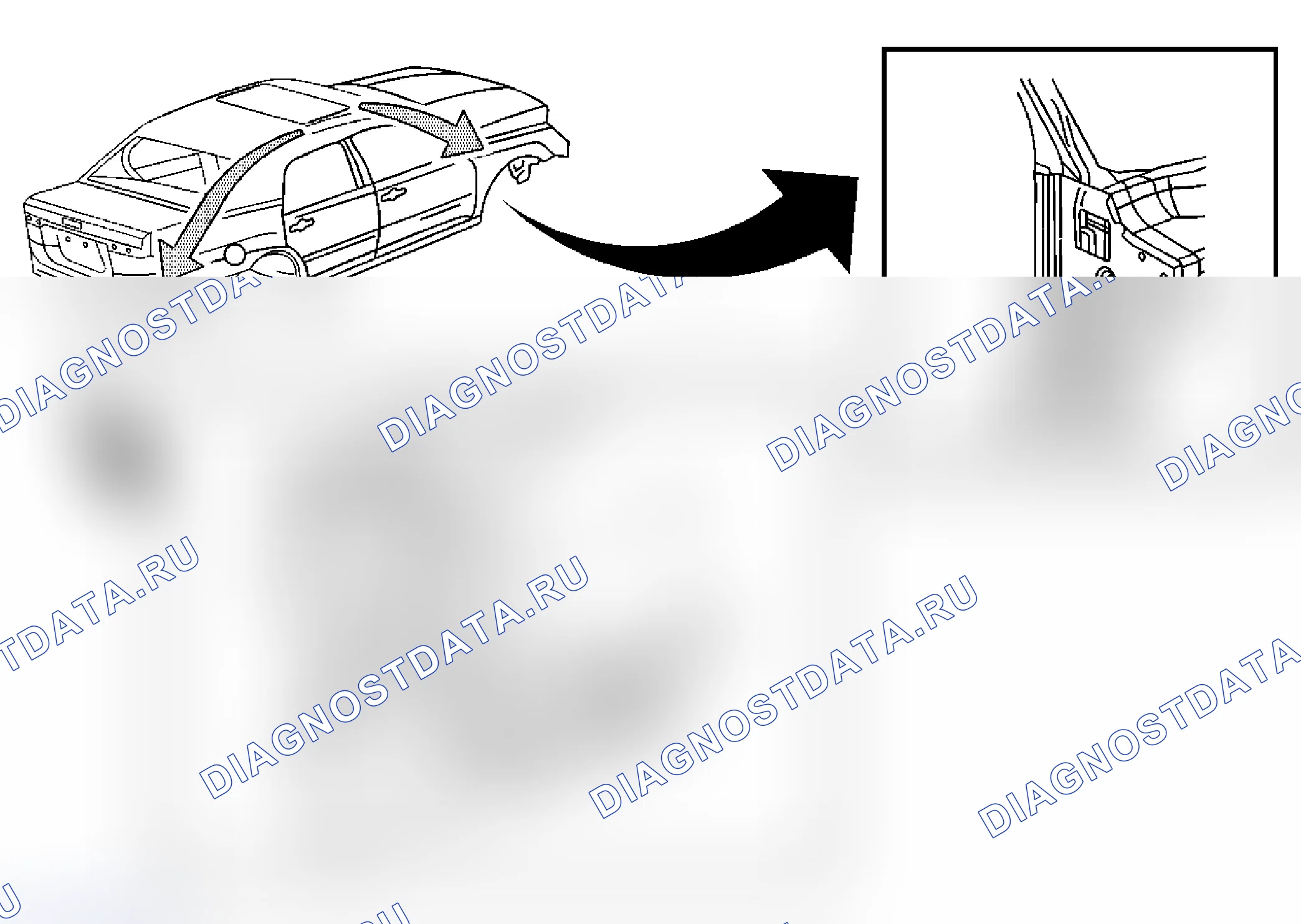Рис. 52: Направление потока воды в крыше (седан). Pontiac G6 I final