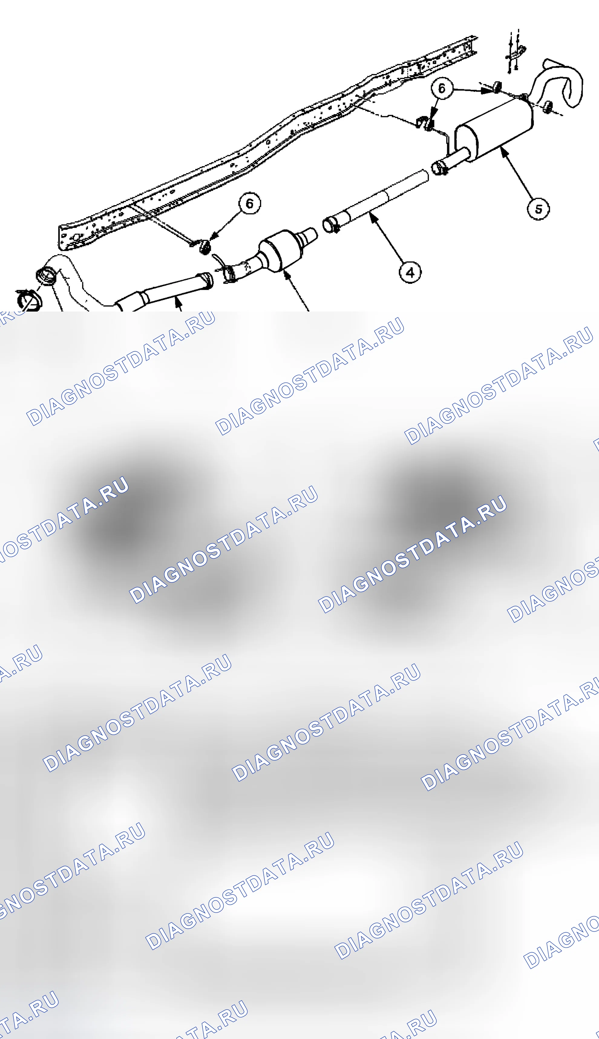 Рис. 30: Выхлопная система-6.0L Двигатель. Ford Pickup F150 