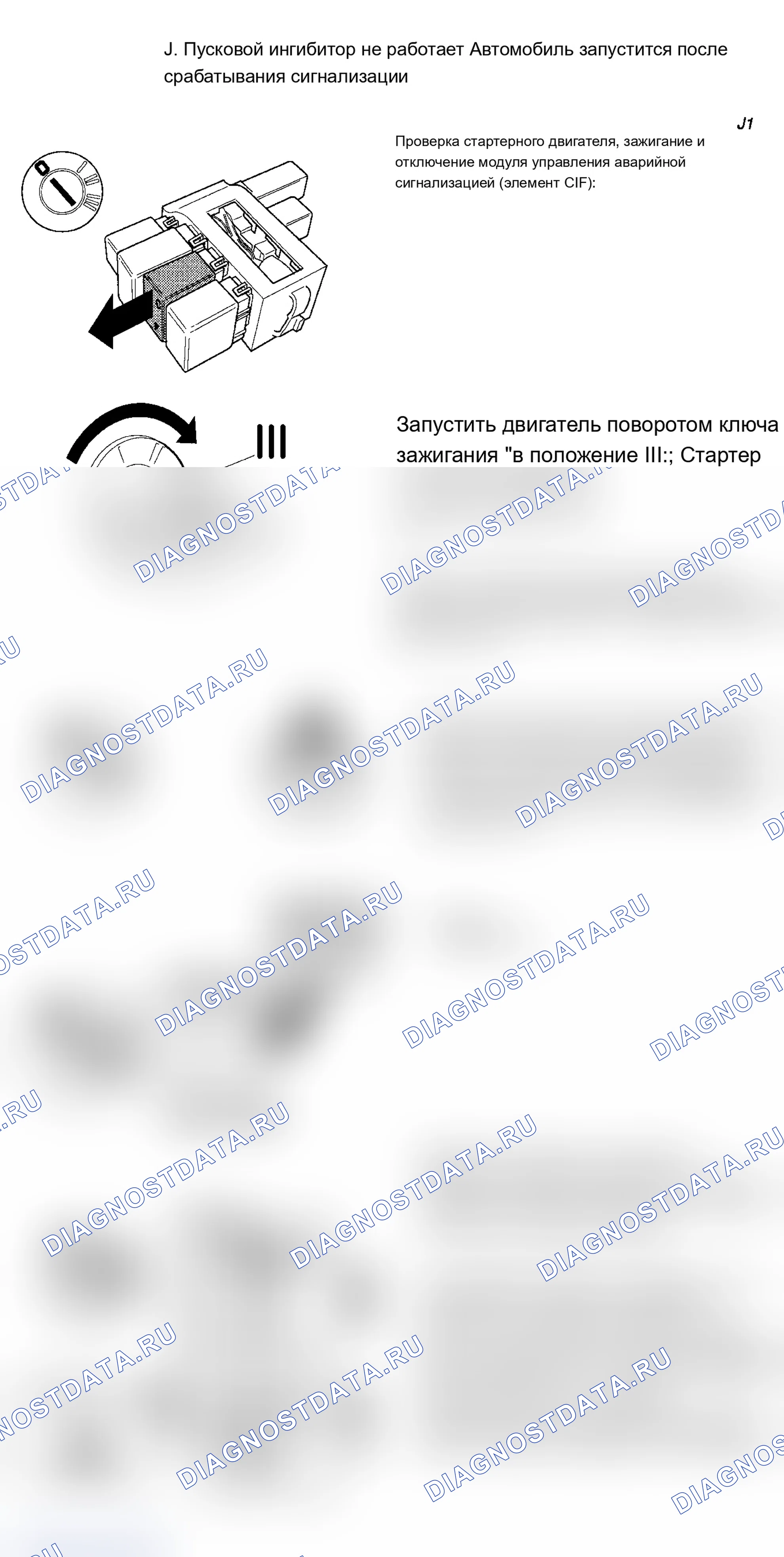 Рис. 54: J. СТАРТОВЫЙ ИНГИБИТОР НЕ РАБОТАЕТ. Volvo 960 I рестайлинг