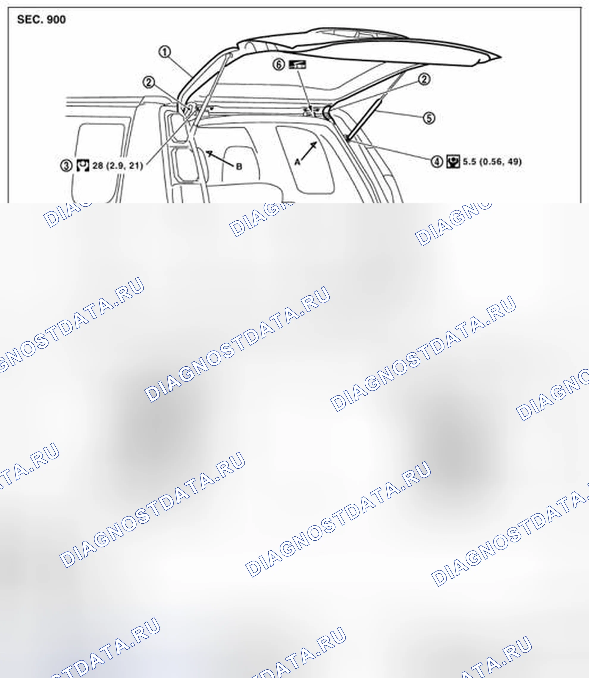 Рис. 37: Задняя дверь в сборе. Nissan X-Trail I