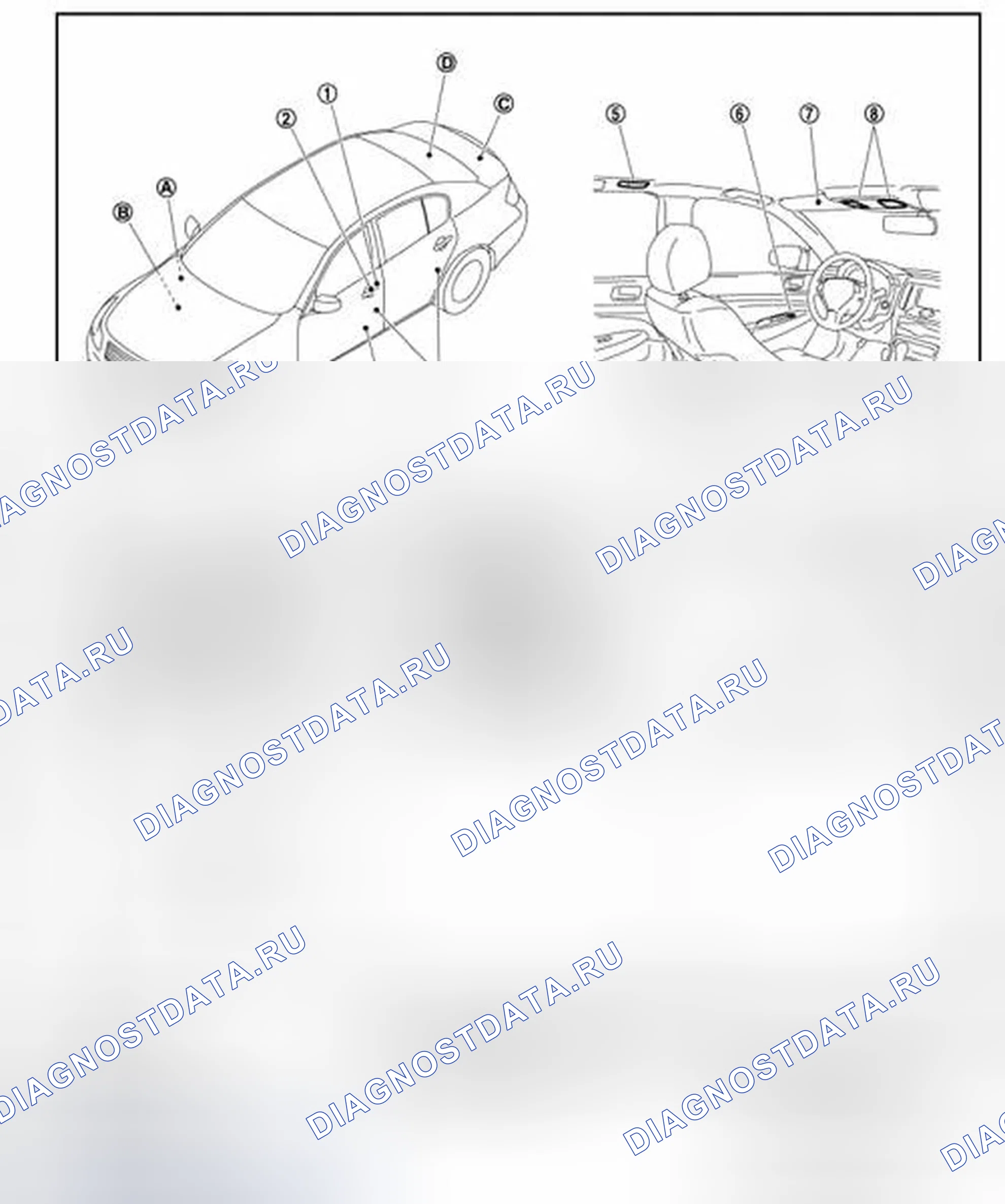 Рис. 36: Расположение компонентов. Infiniti G25 IV рестайлинг