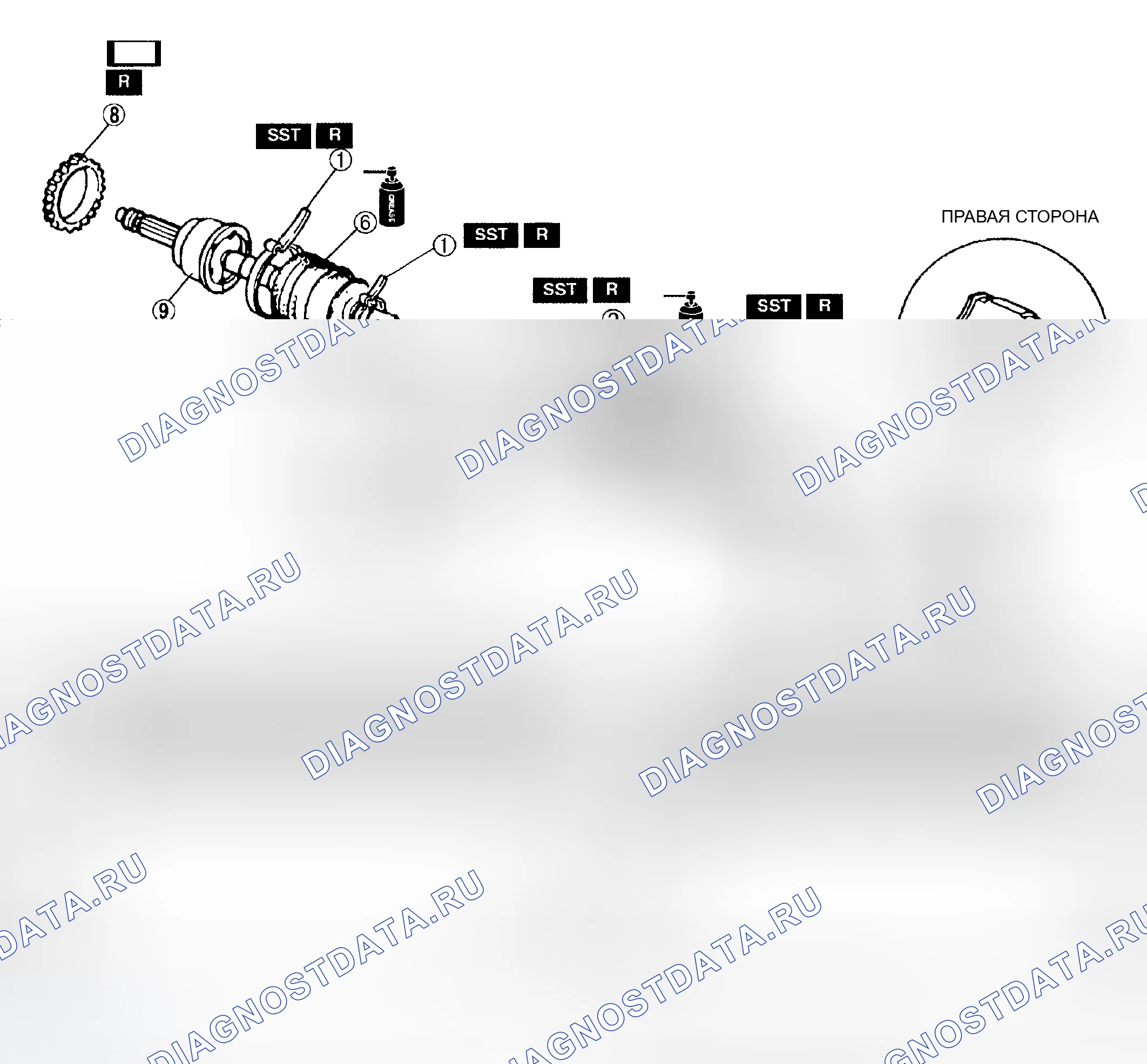 Рис. 29: РАЗБОРКА / СБОРКА ПРИВОДНОГО ВАЛА (Zm, Fs ATX, правый сторона Mtx И Rw С ТП). Mazda Protege BJ