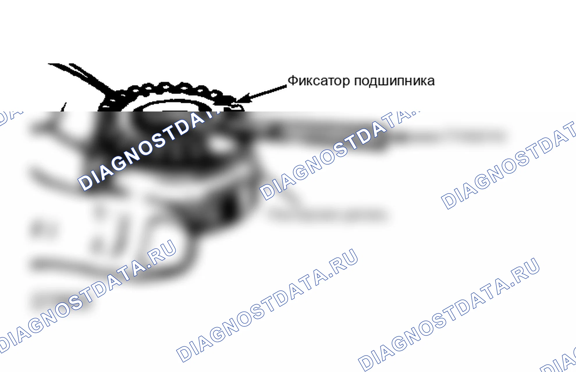 Рис. 3: Снятие фиксатора верхнего упорного подшипника Показана большая шестерня, малая шестерня аналогичная.. AMC Eagle I