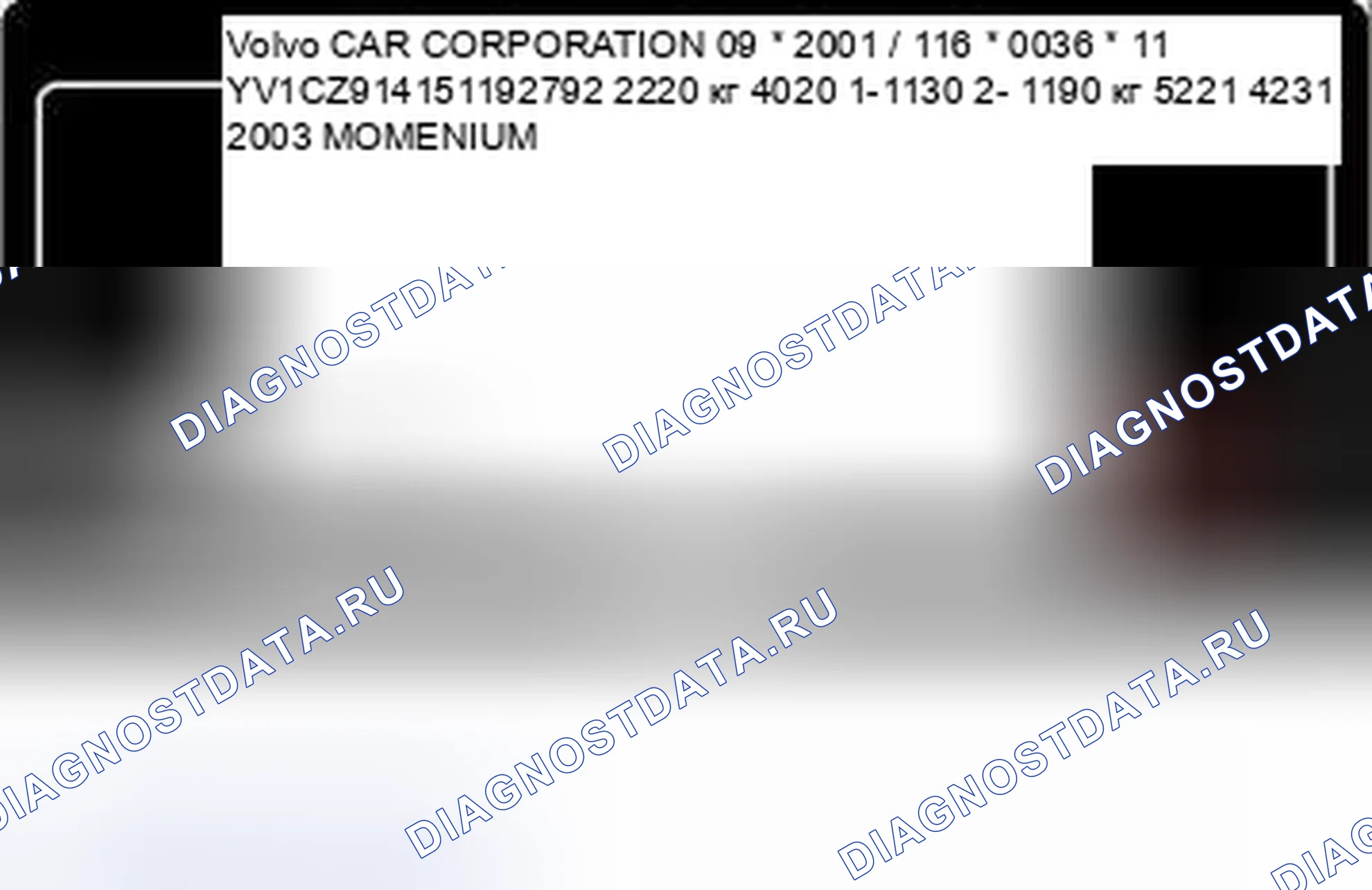 Рис. 4: Код типа лака. Volvo XC70 I рестайлинг