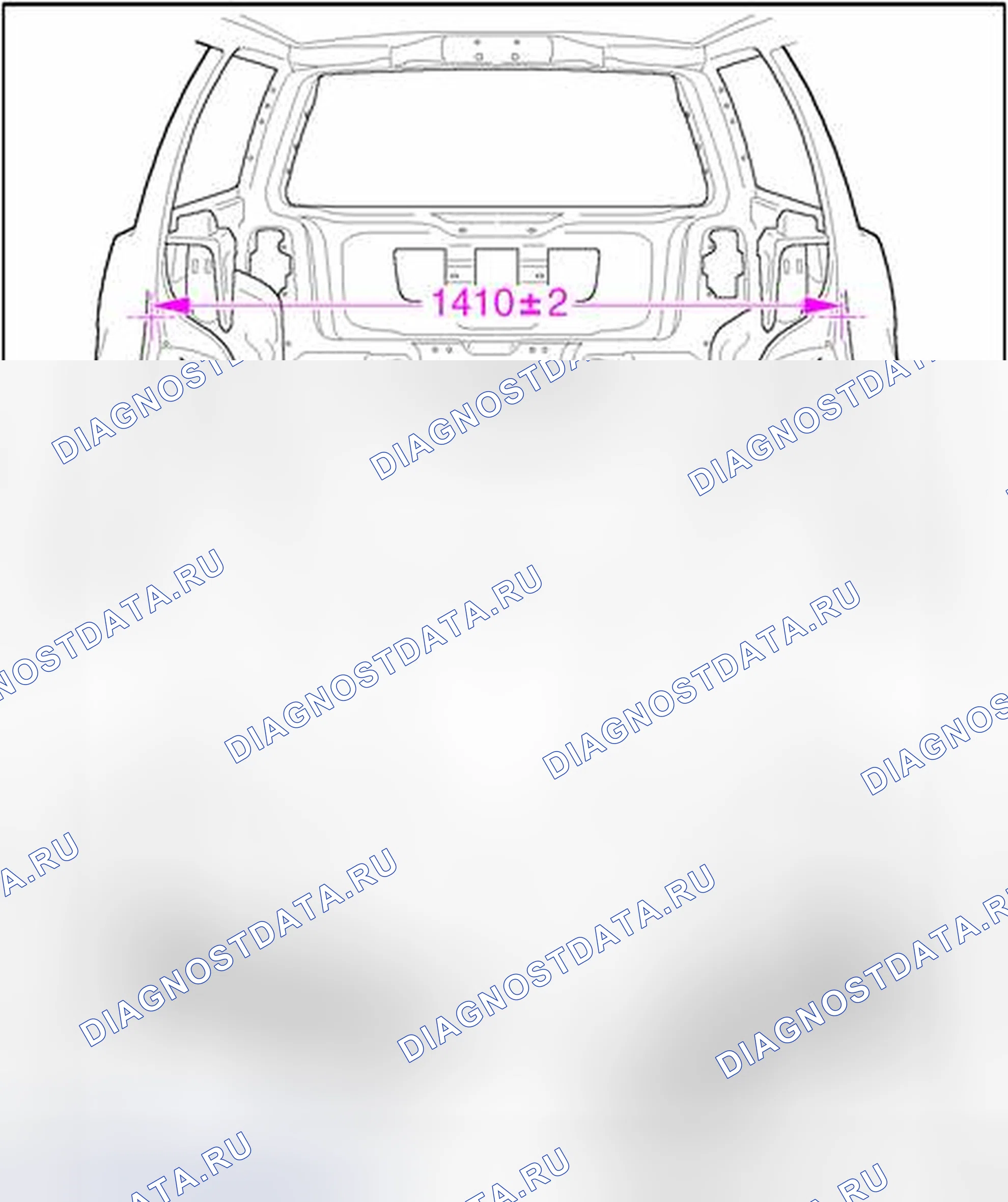 Рис. 101: Расстояние между C-образными стойками. Volkswagen Passat B5