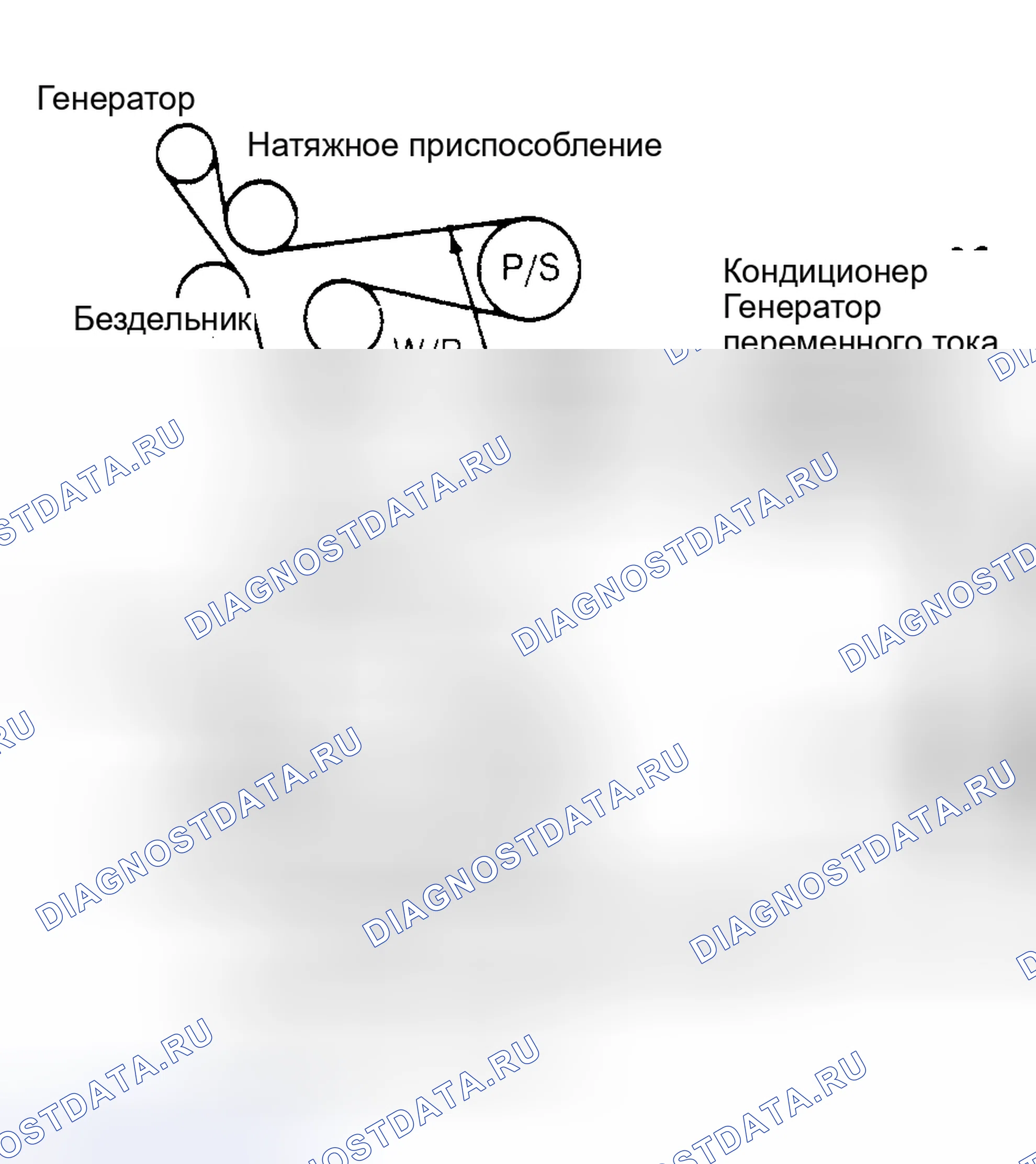 Рис. 4: Разводка приводного ремня (4.0L). Ford Pickup F350 