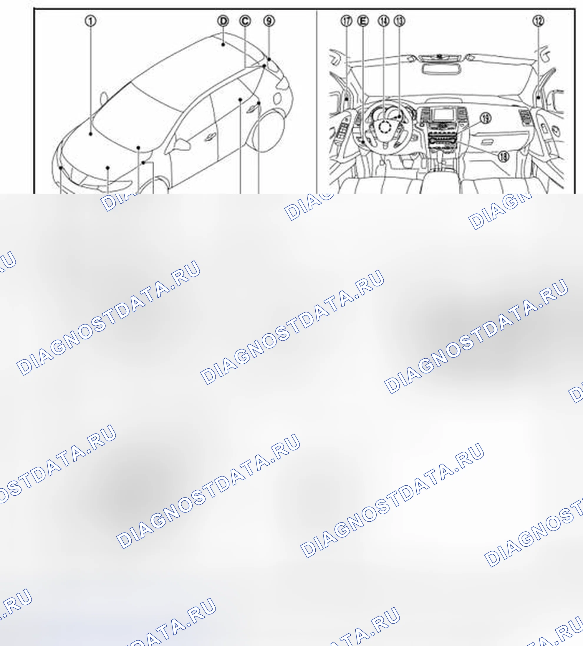 Рис. 60: Расположение компонентов. Nissan Murano Z51 рестайлинг 2