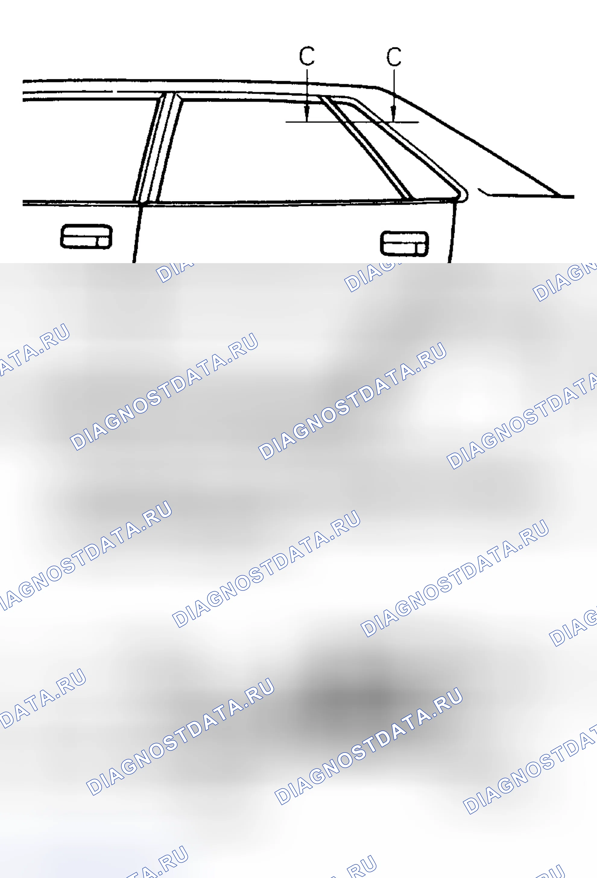 Рис. 24: НАКЛОН ОКНА ЗАДНЕЙ ДВЕРИ. Mitsubishi Sigma I