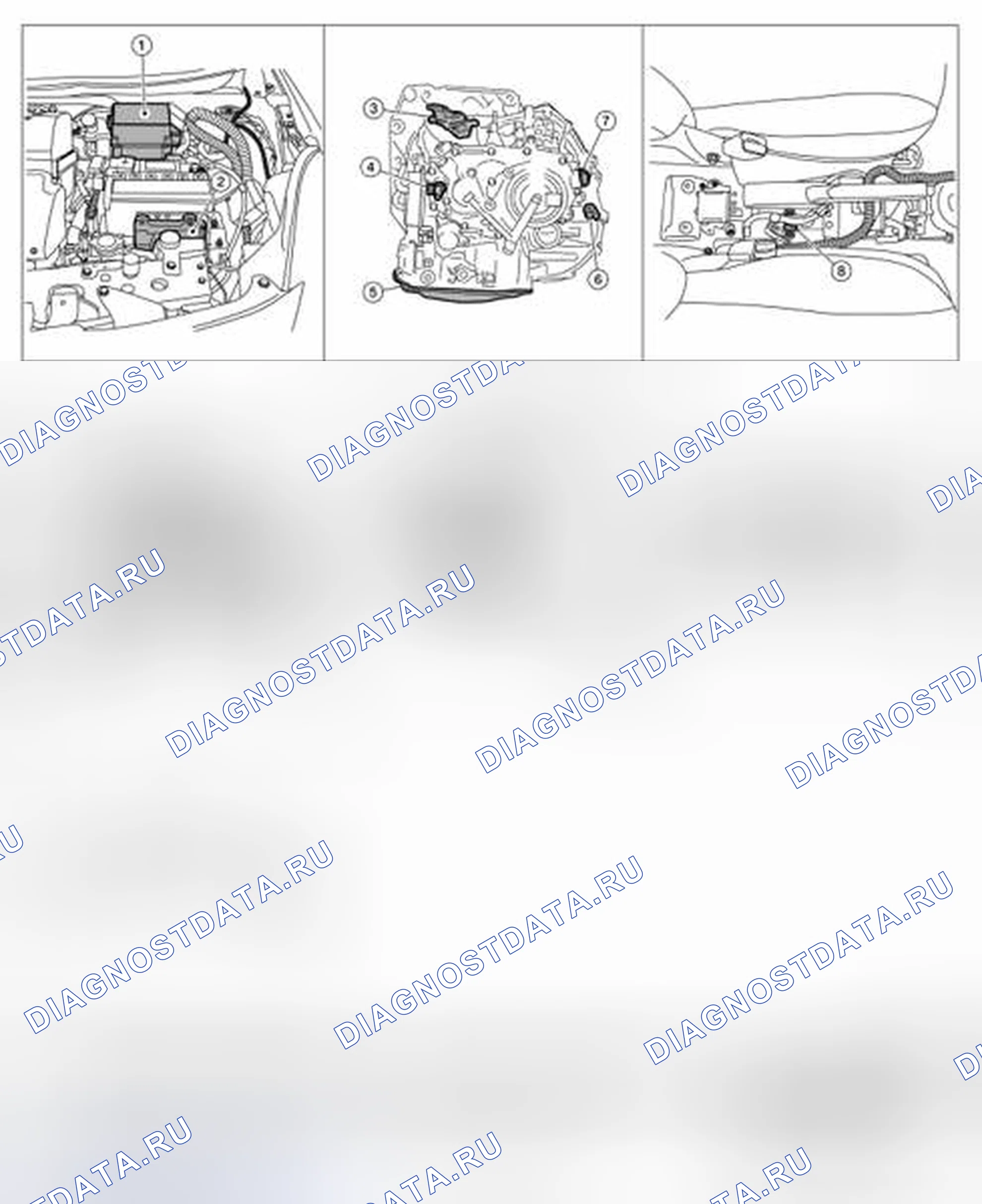 Рис. 87: СИСТЕМА УПРАВЛЕНИЯ CVT: Расположение компонентов. Audi RS6 C8