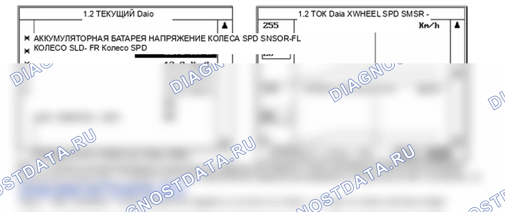 Данные диагностического сканера — C1201. Hyundai Santa Fe CM