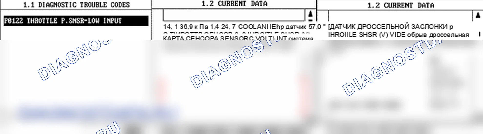 P0122: Низкий вход цепи датчика положения дроссельной заслонки. Hyundai Accent LC