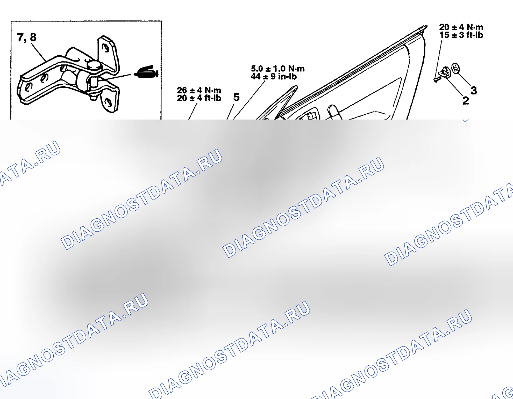 Рис. 2: Демонтаж и монтаж (дверь в сборе). Mitsubishi Eclipse III