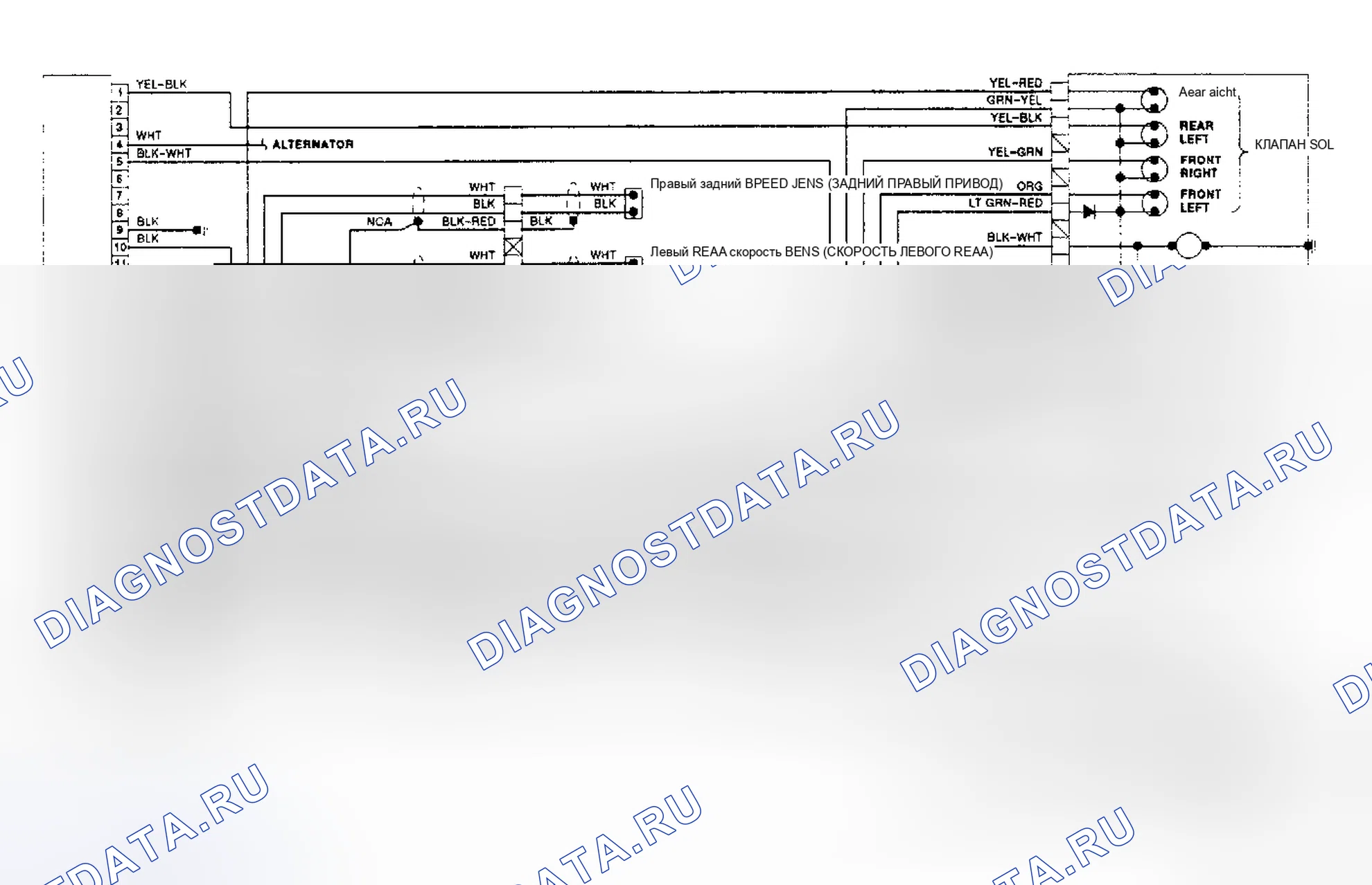Рис. 1: электросхема АБС. Mitsubishi Sigma pre-I