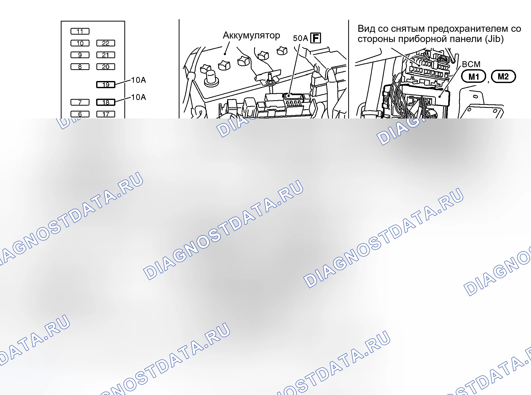 Рис. 423: Расположение компонентов и разъемов кабелей. Infiniti G35 III