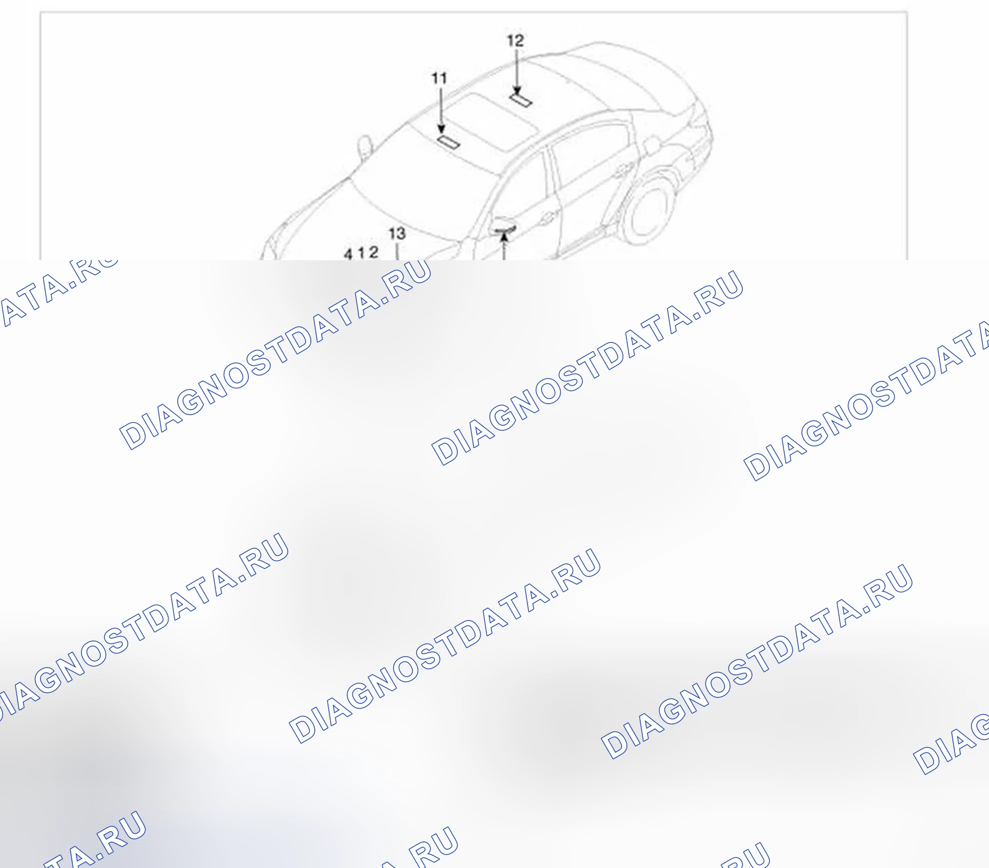 Рис. 1: Расположение компонентов. Hyundai Genesis I рестайлинг